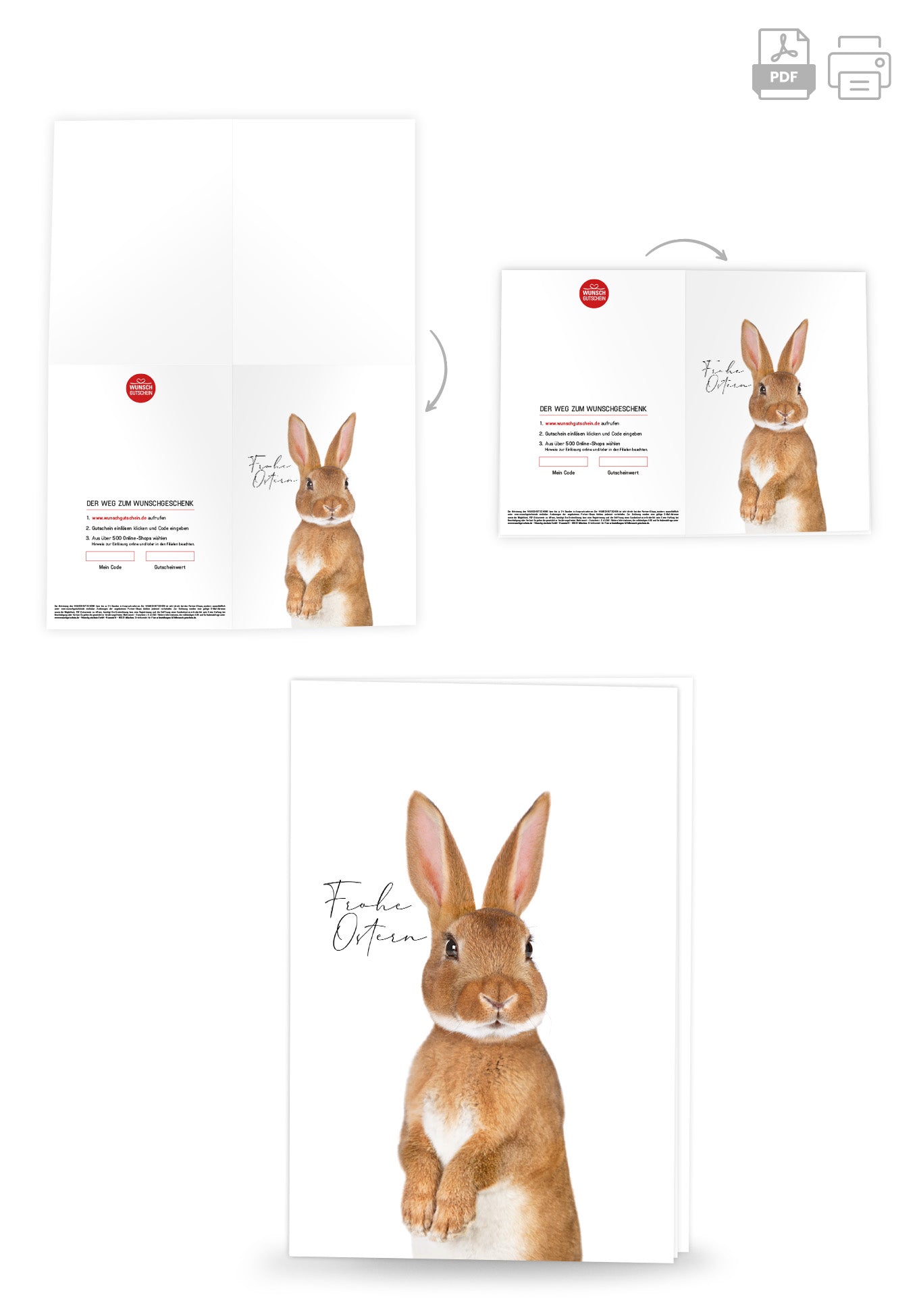 Wunschgutschein Frohe Ostern - Osterhase PDF – Geschenkgutschein Ansicht 4