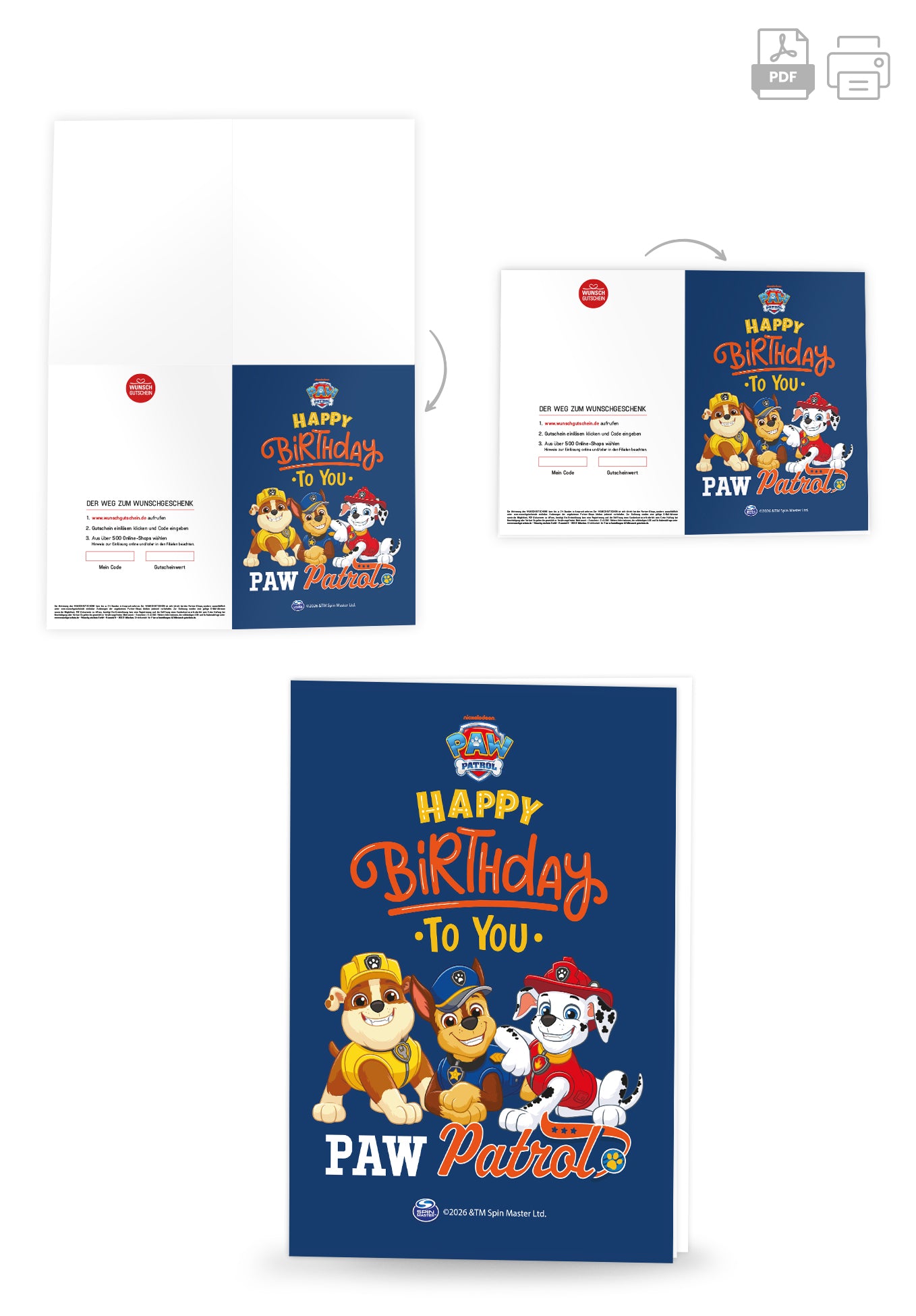 Wunschgutschein Paw Patrol - Happy Birthday to you - Dunkelblau – Geschenkgutschein Ansicht 4