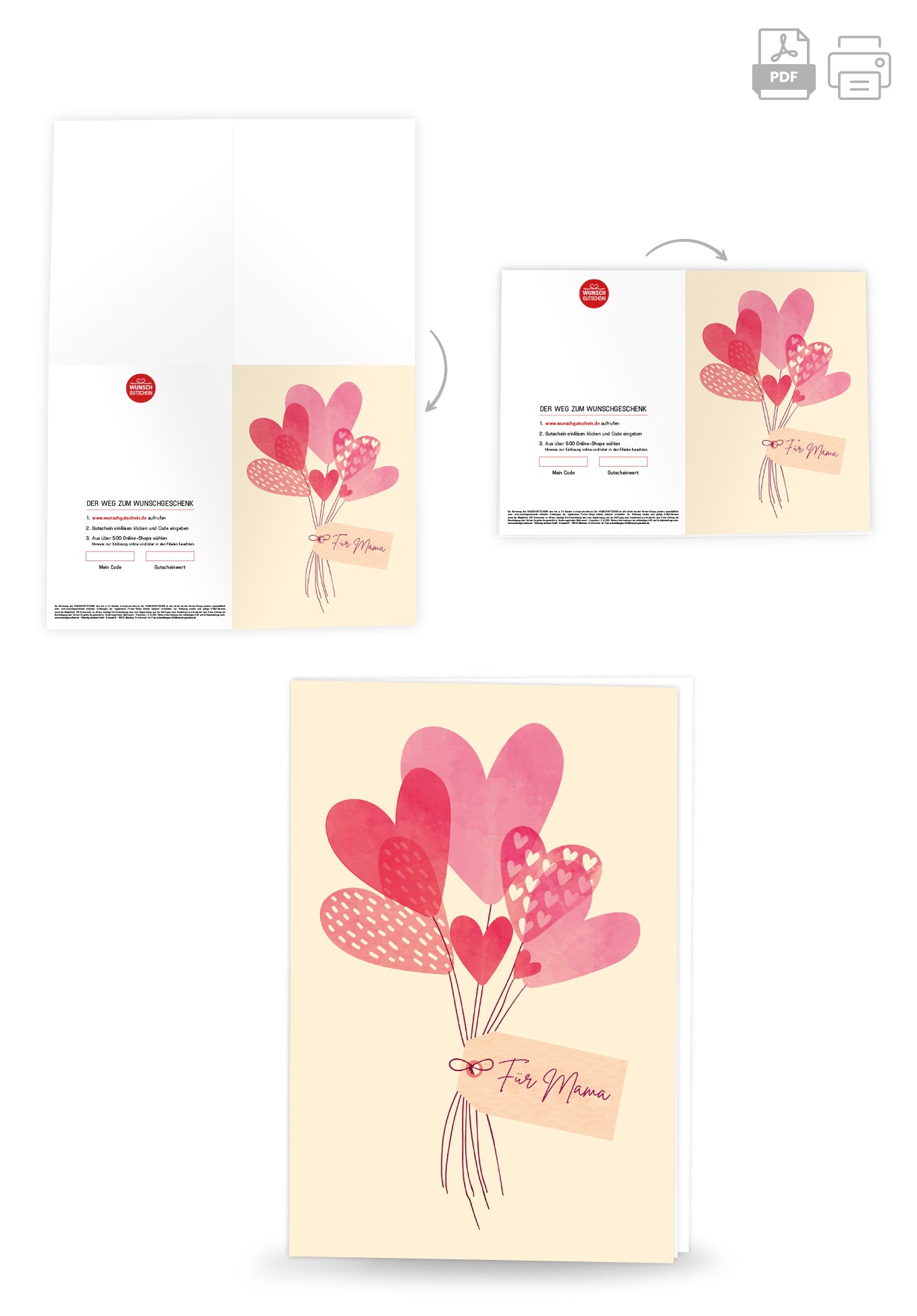 Wunschgutschein Für Mama - Herzen Pastell – Geschenkgutschein Ansicht 4