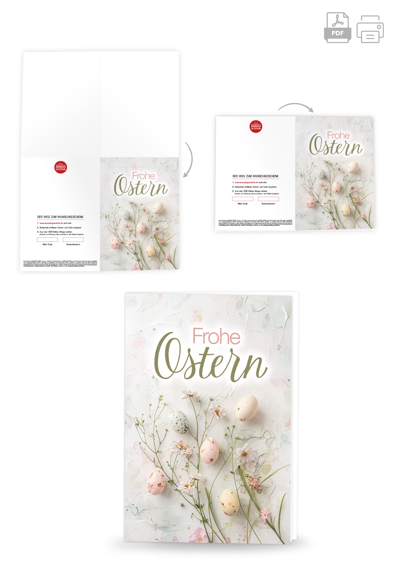 Wunschgutschein Frohe Ostern - Eier und Blumen Pastel – Geschenkgutschein Ansicht 4