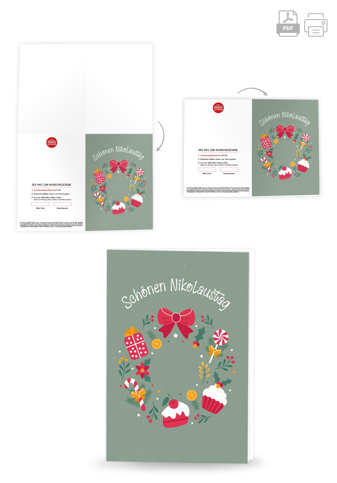 Wunschgutschein Schönen Nikolaustag - Kranz Süßigkeiten – Geschenkgutschein Ansicht 4