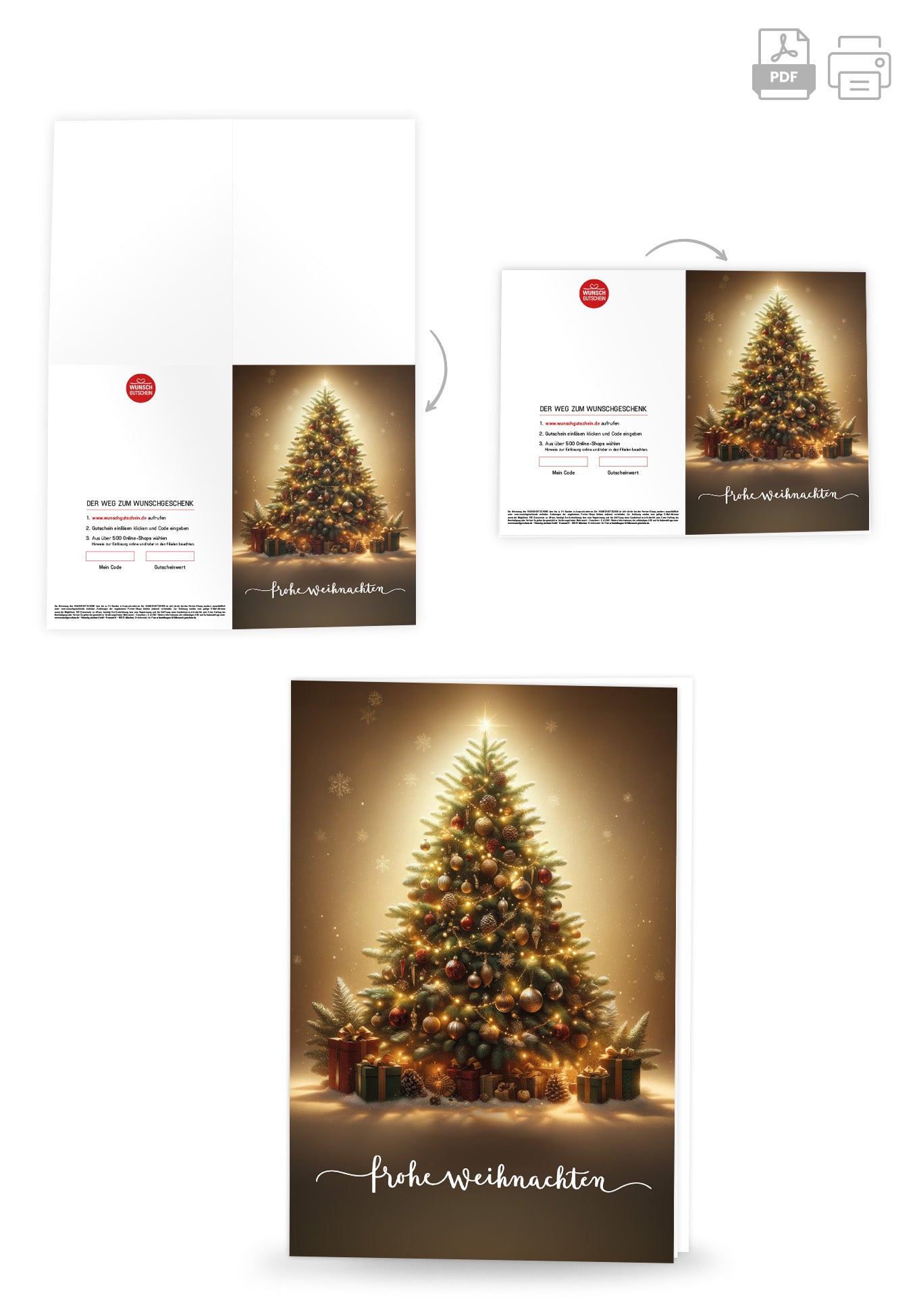 Wunschgutschein Frohe Weihnachten - Weihnachtsbaum – Geschenkgutschein Ansicht 4