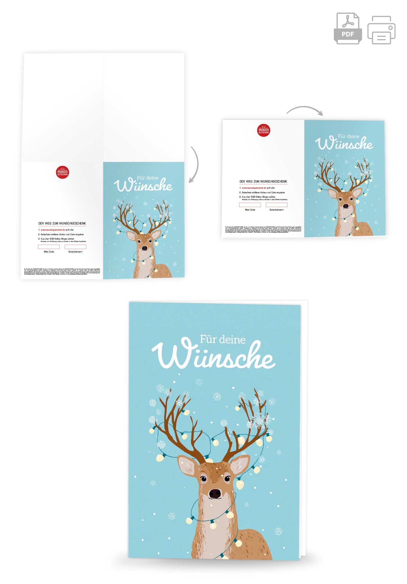 Wunschgutschein Für deine Wünsche - Rentier Lichterkette – Geschenkgutschein Ansicht 4