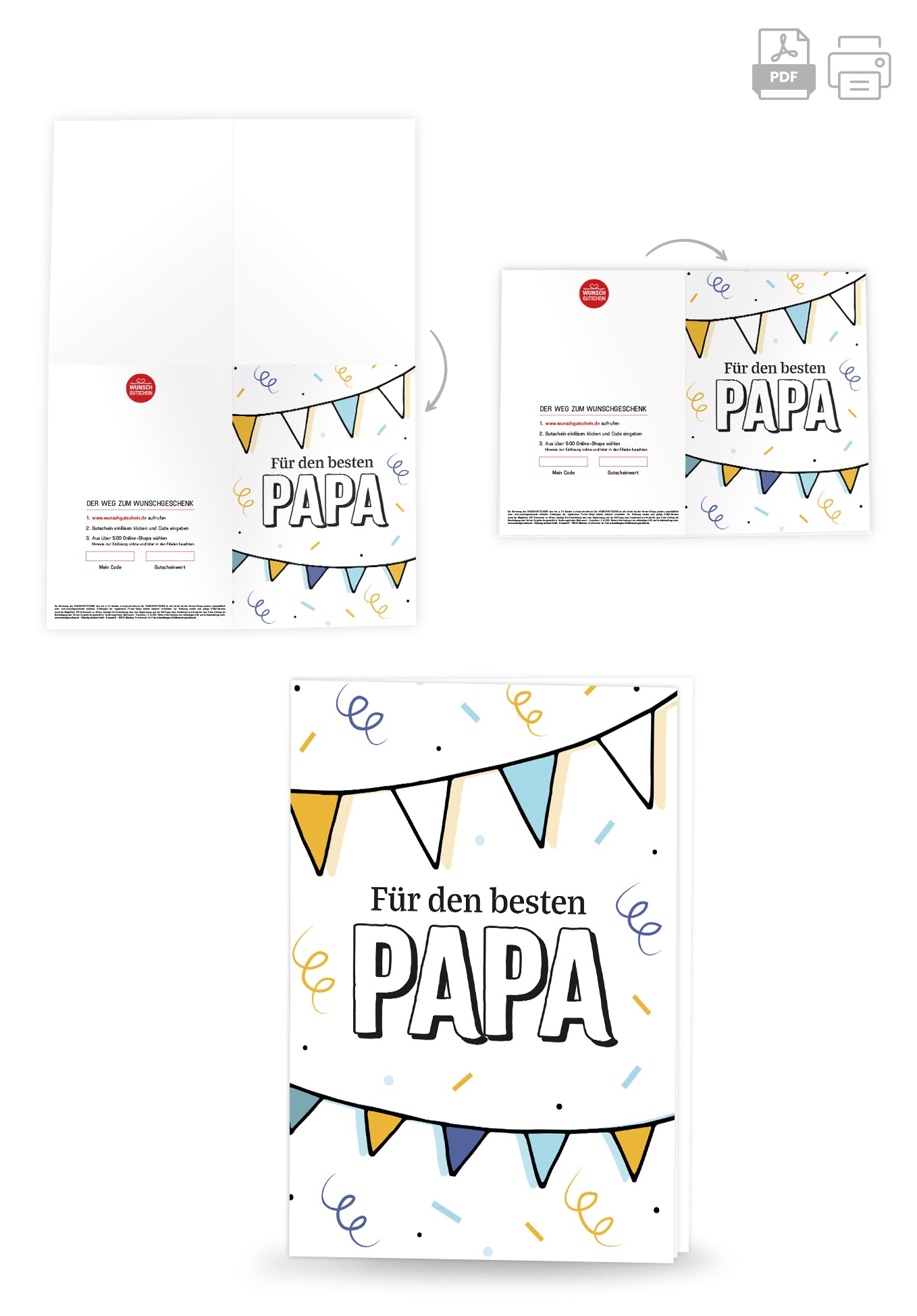 Wunschgutschein Für den besten Papa - Wimpelkette PDF – Geschenkgutschein Ansicht 4