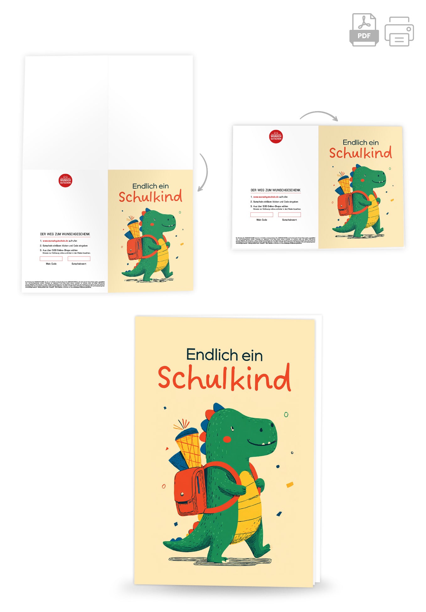 Wunschgutschein Endlich ein Schulkind - Dino – Geschenkgutschein Ansicht 4