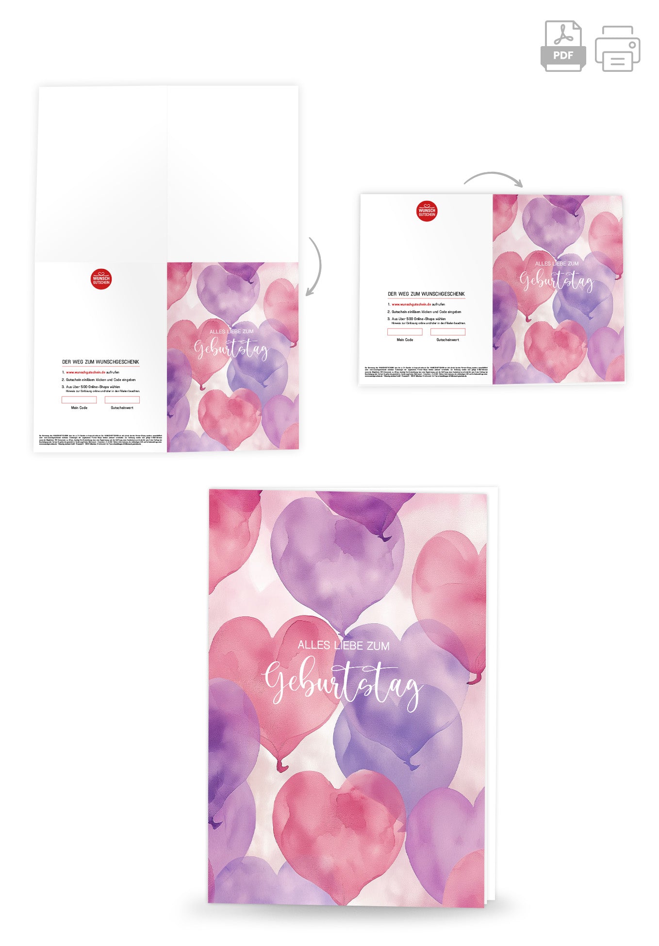 Wunschgutschein Alles Liebe zum Geburtstag - Herzen Pink – Geschenkgutschein Ansicht 4