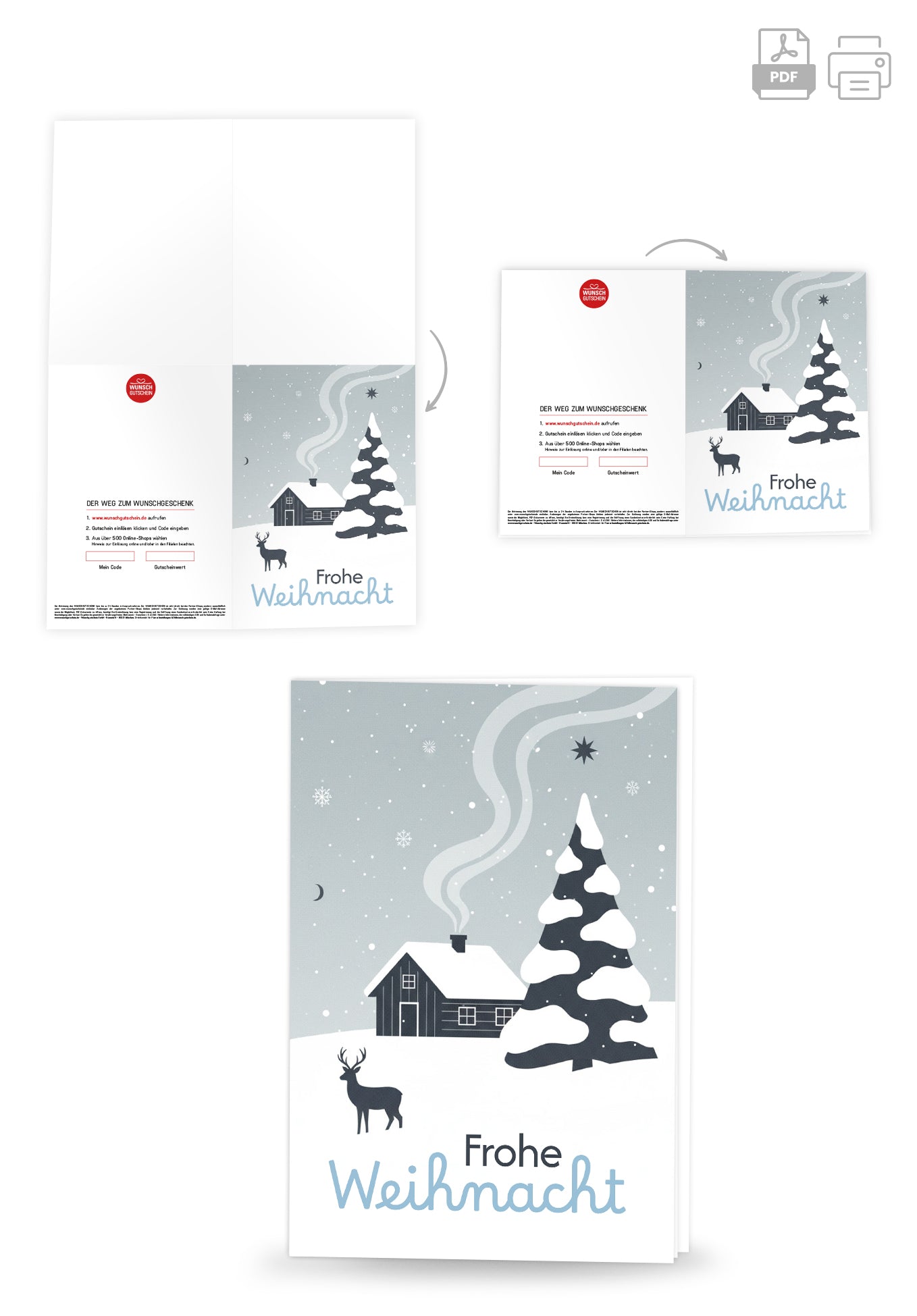 Frohe Weihnachten - Schneelandschaft Blau