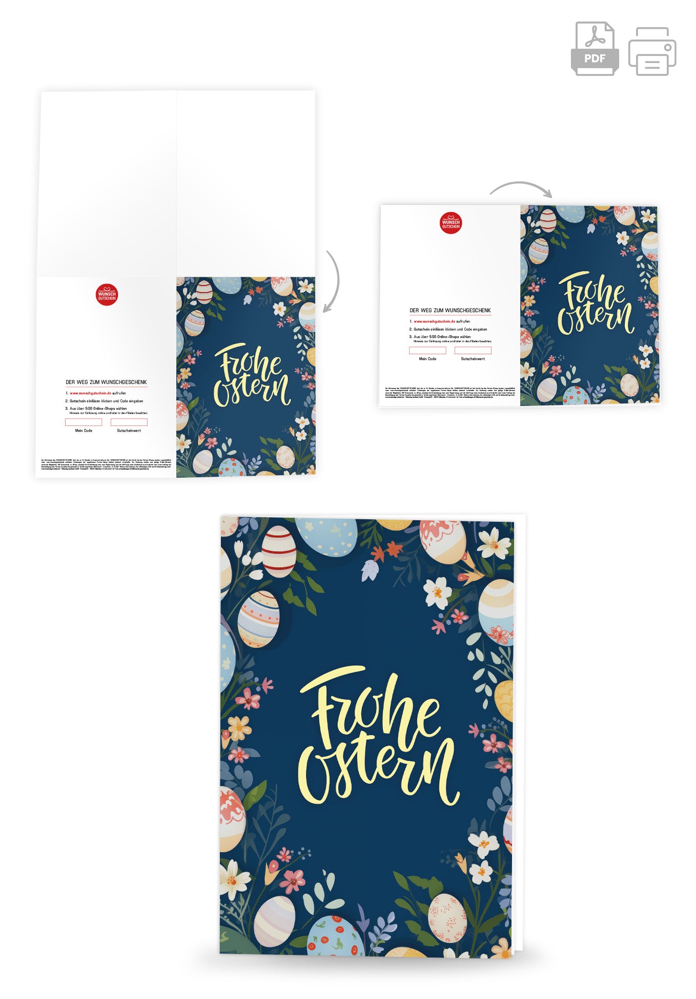 Wunschgutschein Frohe Ostern - Ostereier Blumen – Geschenkgutschein Ansicht 4