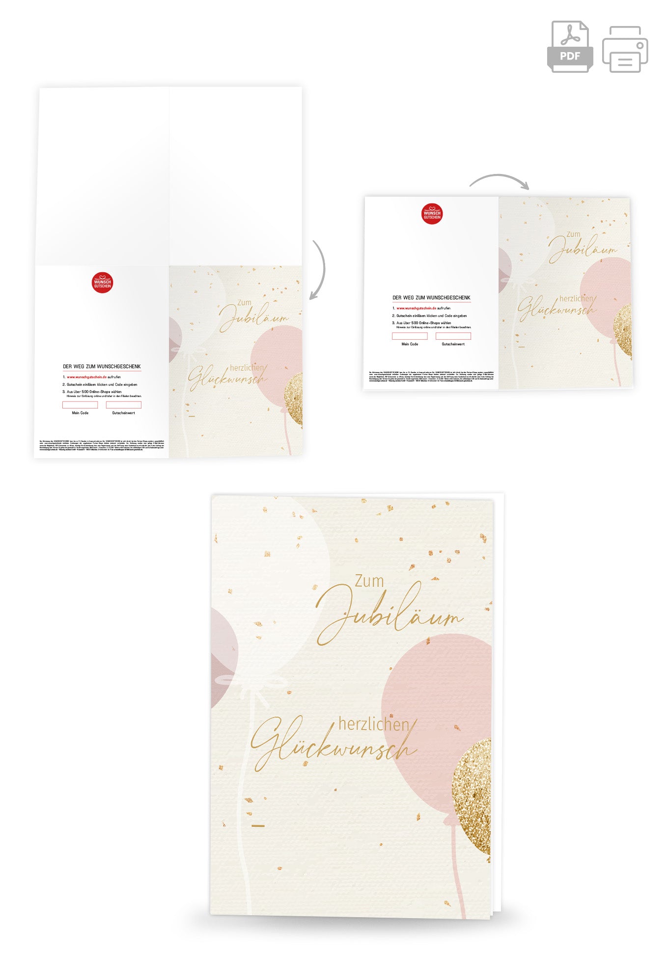 Wunschgutschein Jubiläum - Ballons Rosa – Geschenkgutschein Ansicht 4