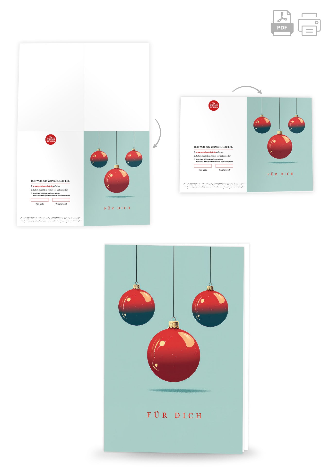 Wunschgutschein Für Dich - Weihnachtskugeln – Geschenkgutschein Ansicht 4