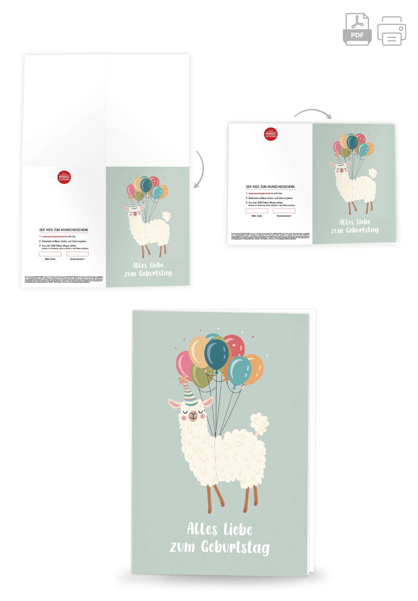 Wunschgutschein Alles Liebe - Lama PDF – Geschenkgutschein Ansicht 4