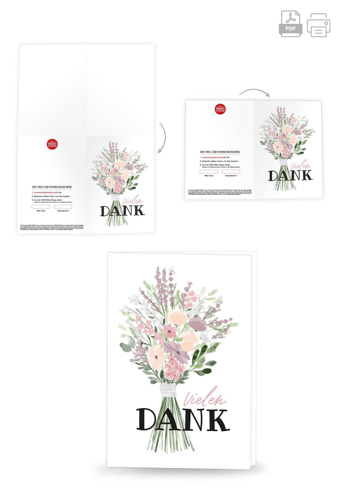 Wunschgutschein Vielen Dank - Blumenstrauss Lila – Geschenkgutschein Ansicht 4