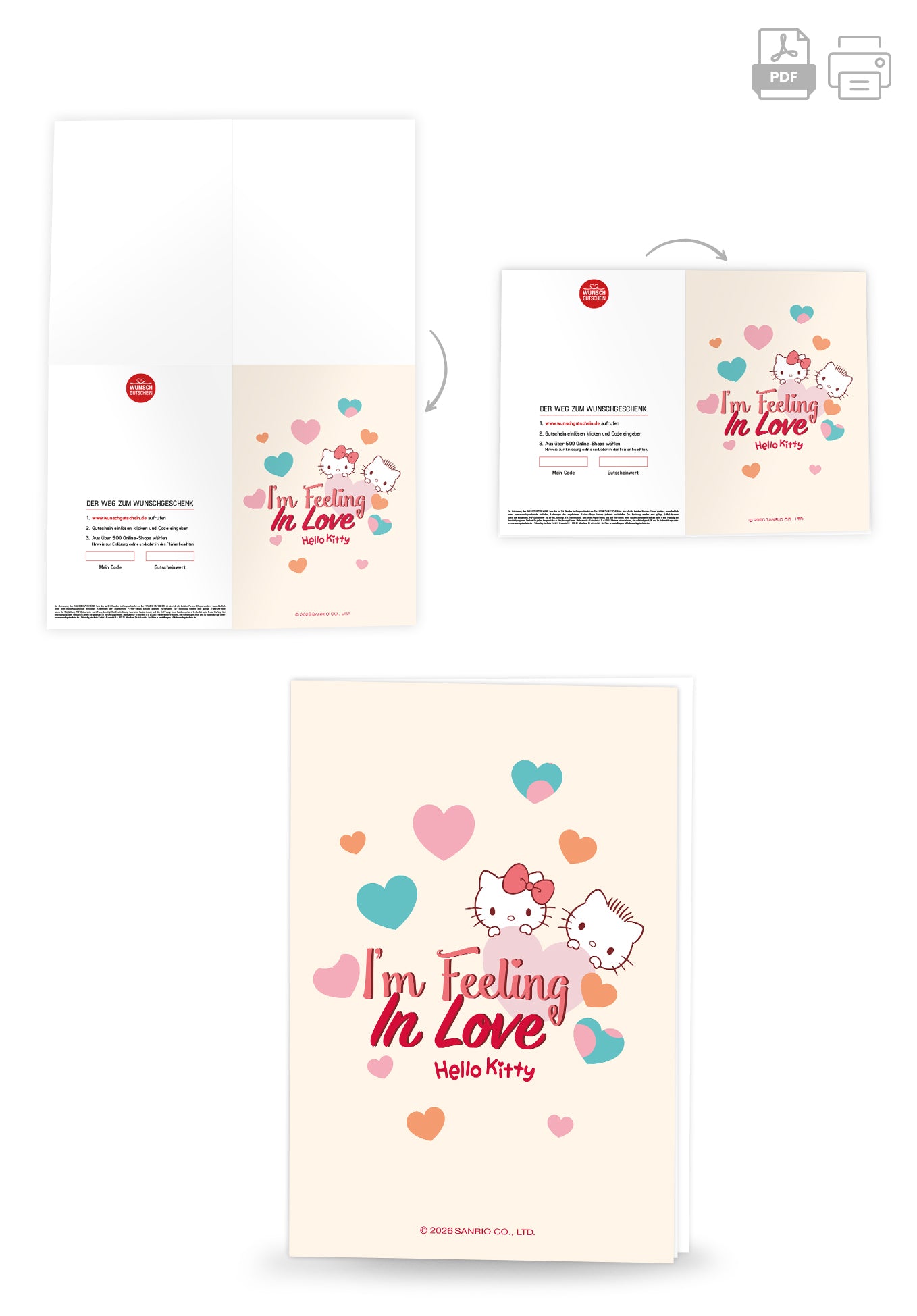 Hello Kitty - Im feeling in love - Herzen Beige