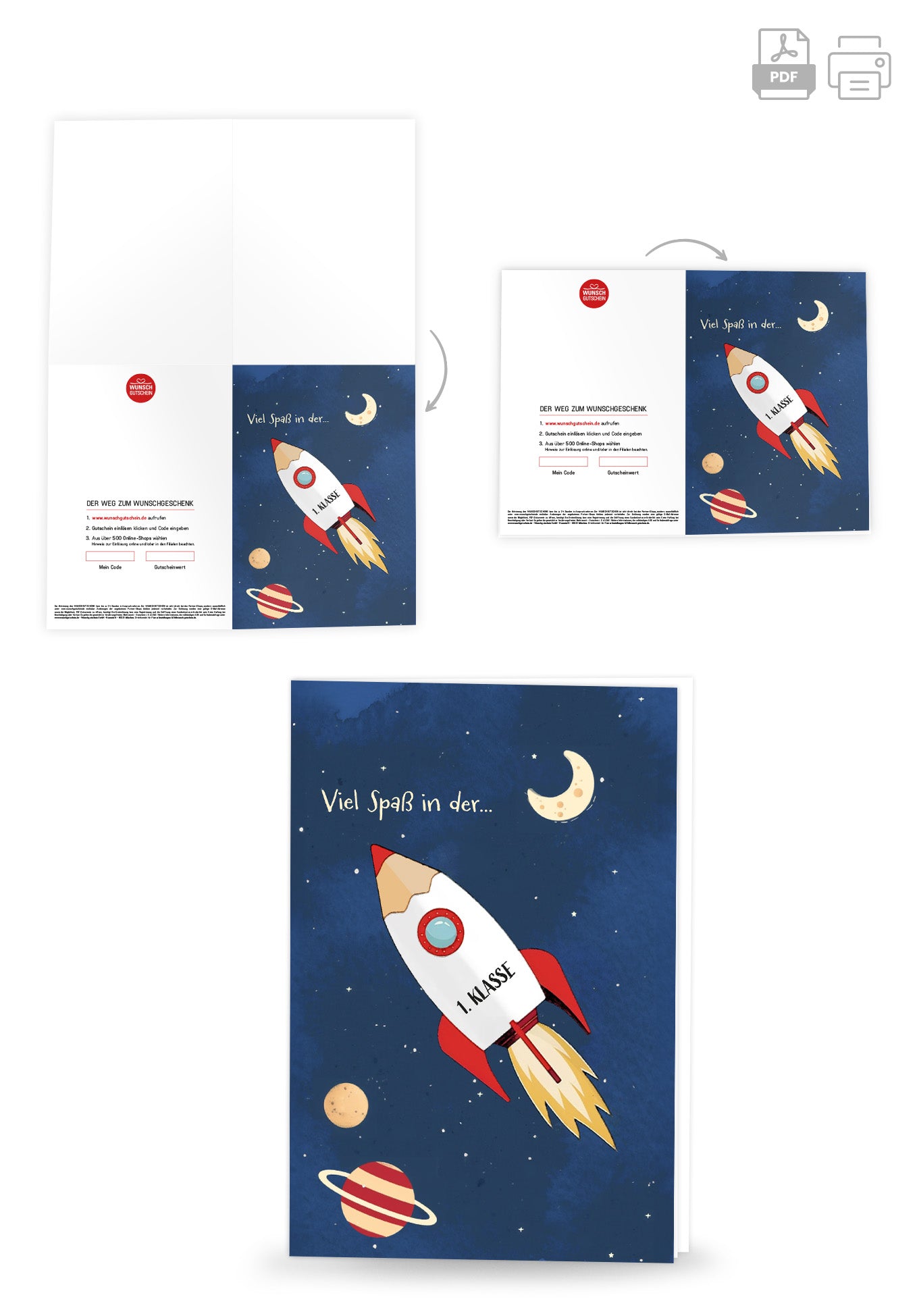 Wunschgutschein 1. Klasse - Rakete – Geschenkgutschein Ansicht 4