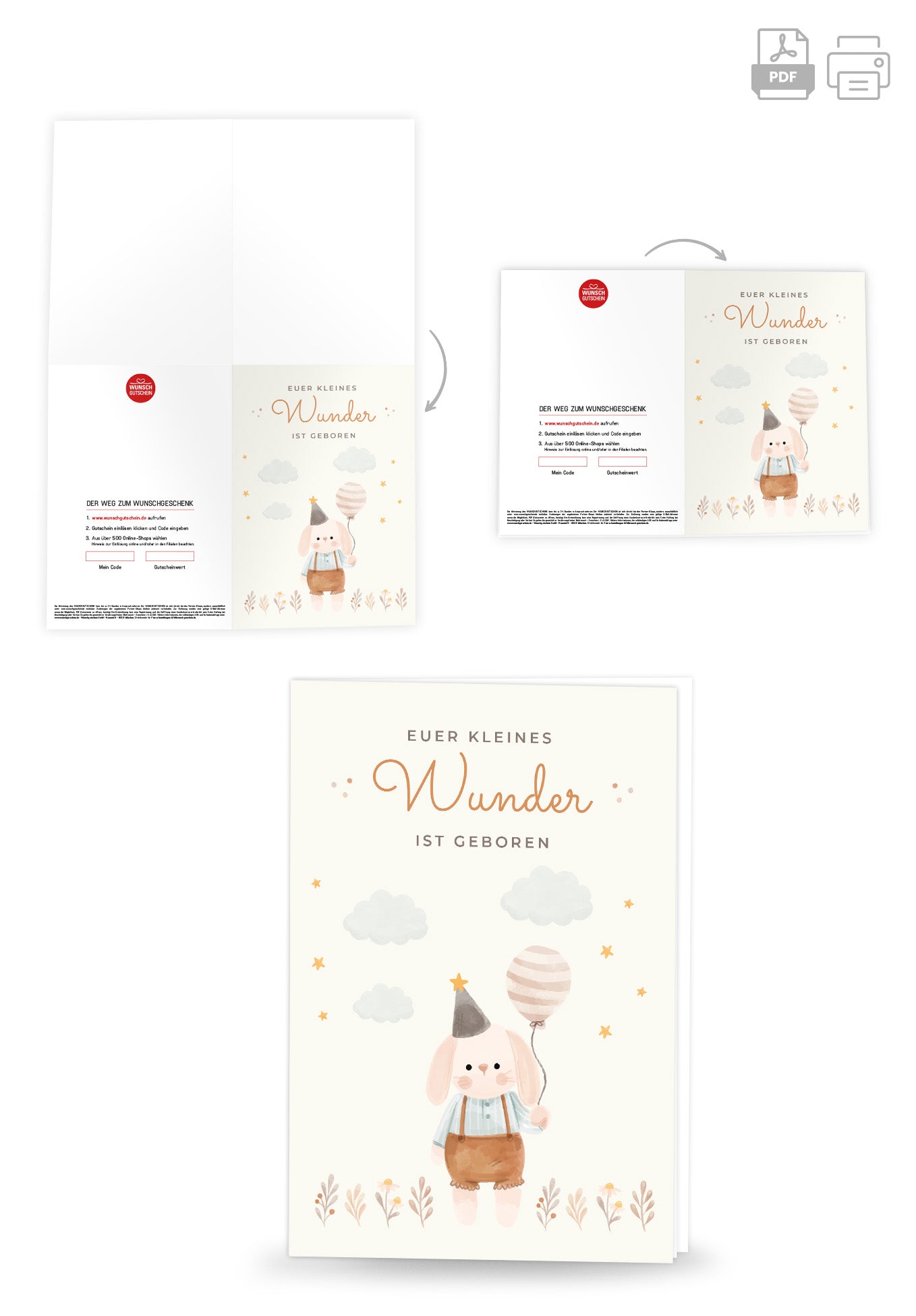 Wunschgutschein Euer kleines Wunder - Hase Beige – Geschenkgutschein Ansicht 4