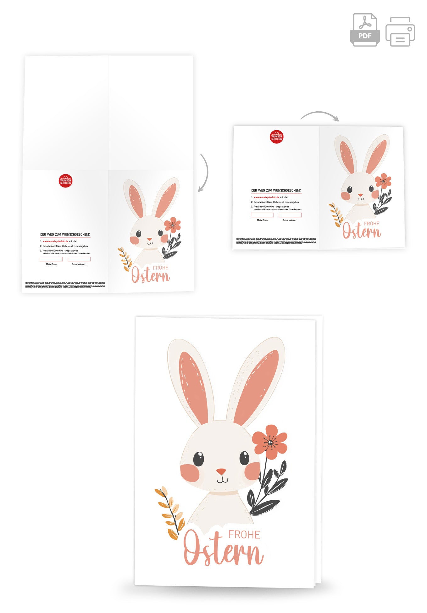 Wunschgutschein Frohe Ostern - Hase Weiß – Geschenkgutschein Ansicht 4