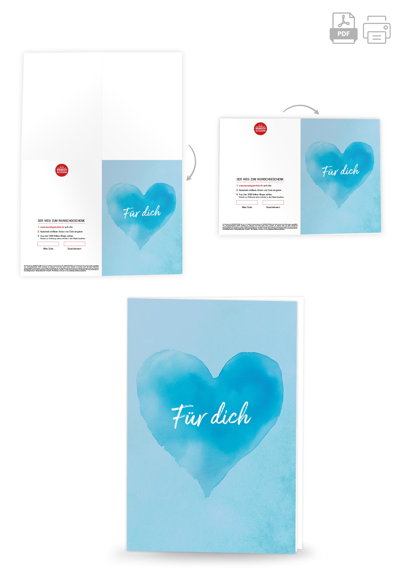 Wunschgutschein Für dich - Herz Blau PDF – Geschenkgutschein Ansicht 4