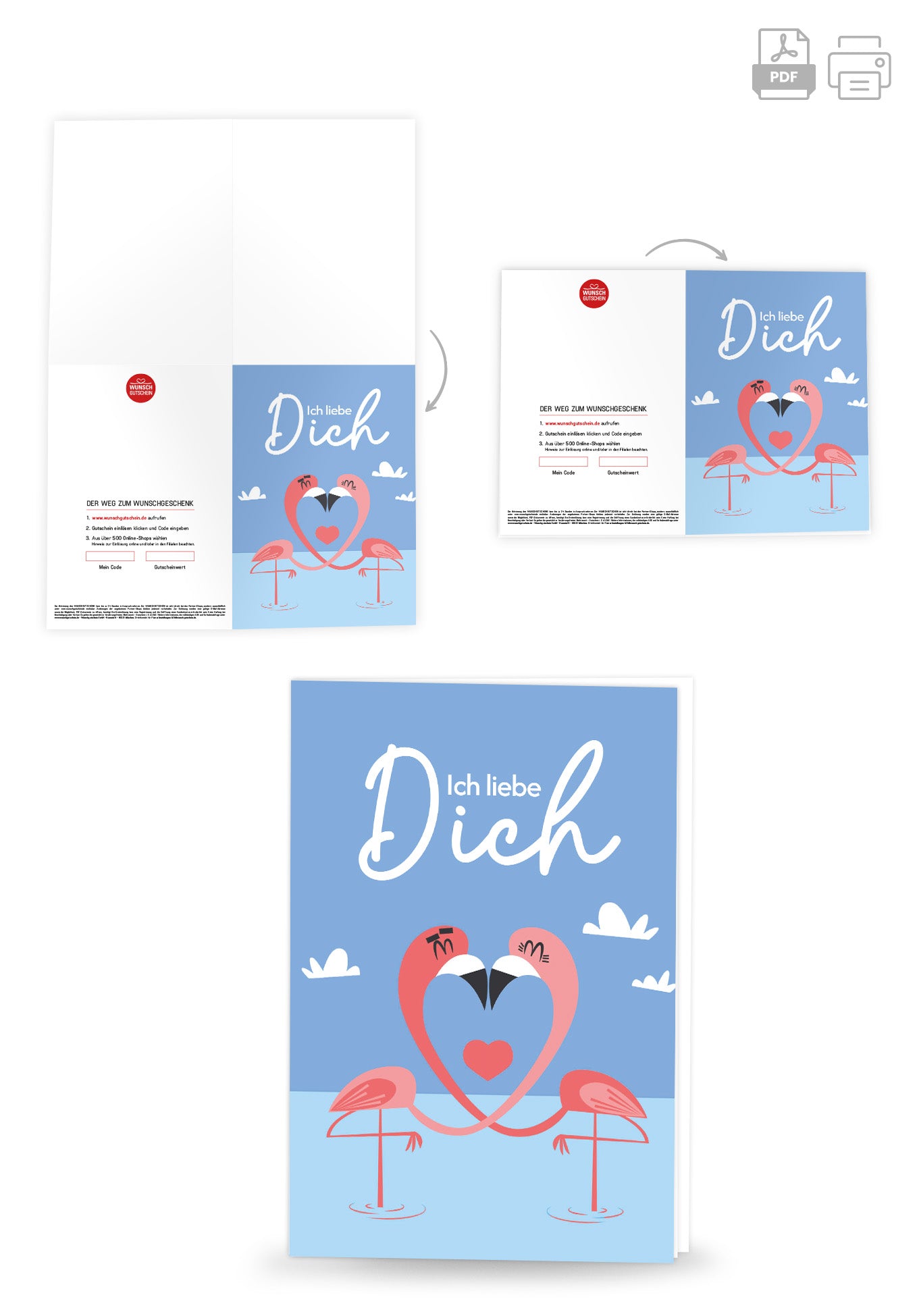 Wunschgutschein Ich liebe Dich - Flamingos PDF – Geschenkgutschein Ansicht 4