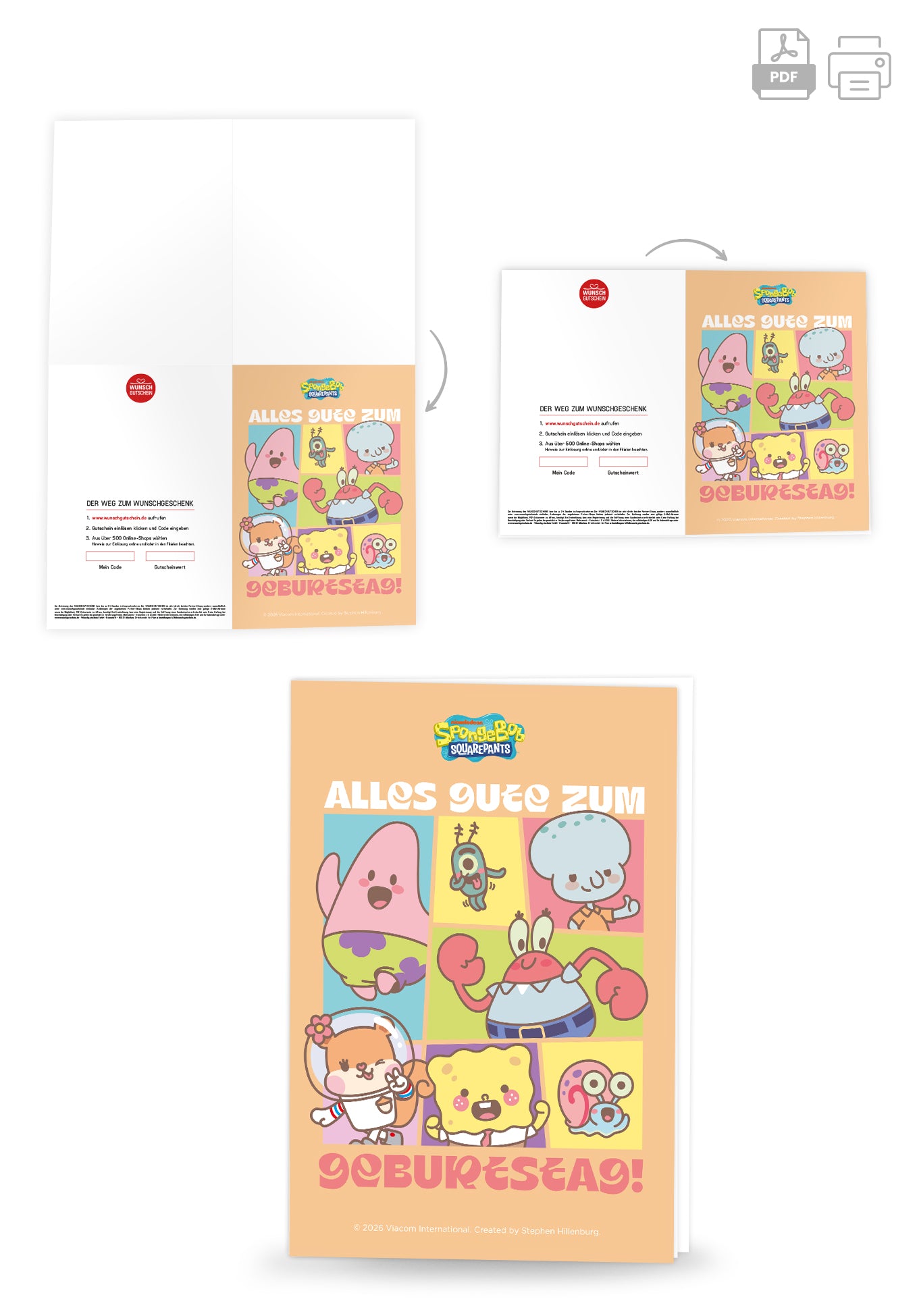 Wunschgutschein Spongebob - Alles Gute zum Geburtstag - Figuren Kacheln PDF – Geschenkgutschein Ansicht 4