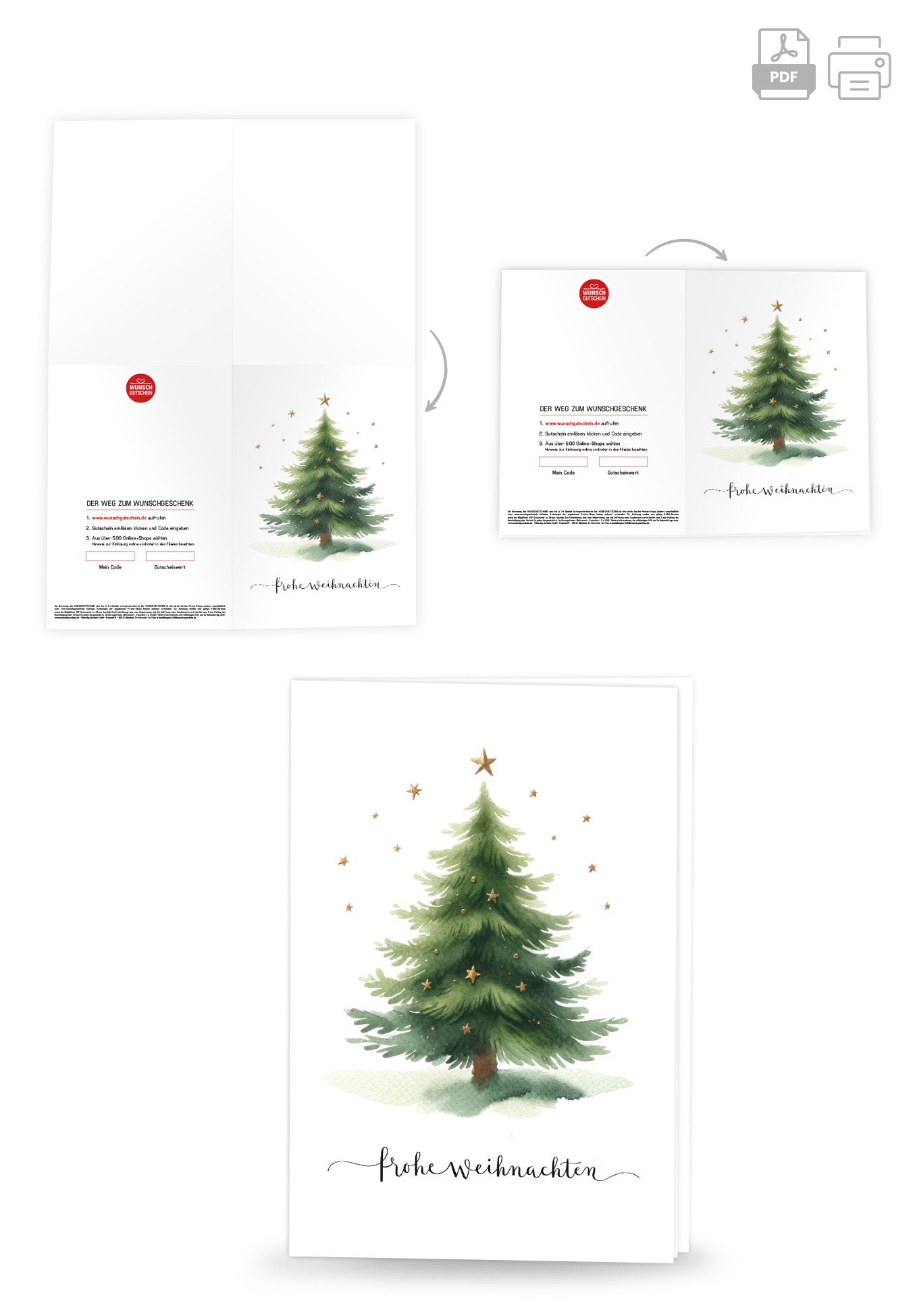 Wunschgutschein Frohe Weihnachten - Tannenbaum Sterne – Geschenkgutschein Ansicht 4