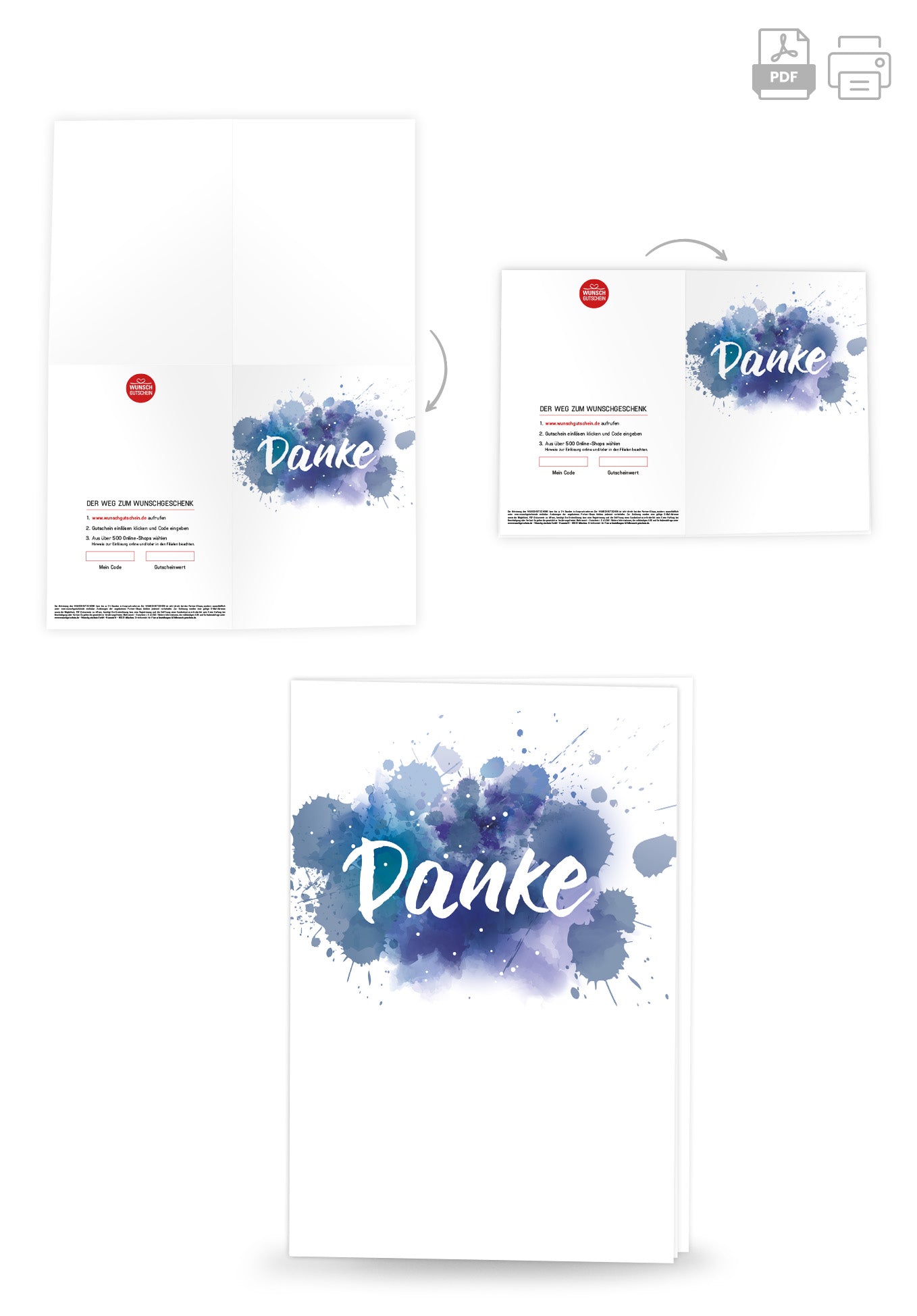 Wunschgutschein Danke - Blau – Geschenkgutschein Ansicht 4
