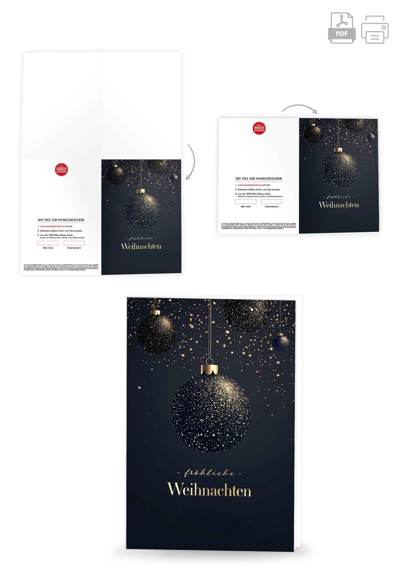 Wunschgutschein Fröhliche Weihnachten - Christbaumkugeln – Geschenkgutschein Ansicht 4