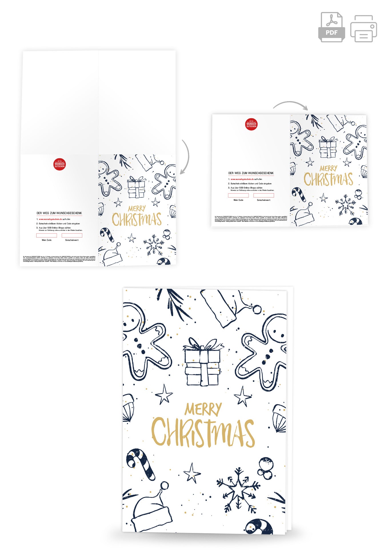 Wunschgutschein Merry Christmas - Lebkuchen Gold – Geschenkgutschein Ansicht 4