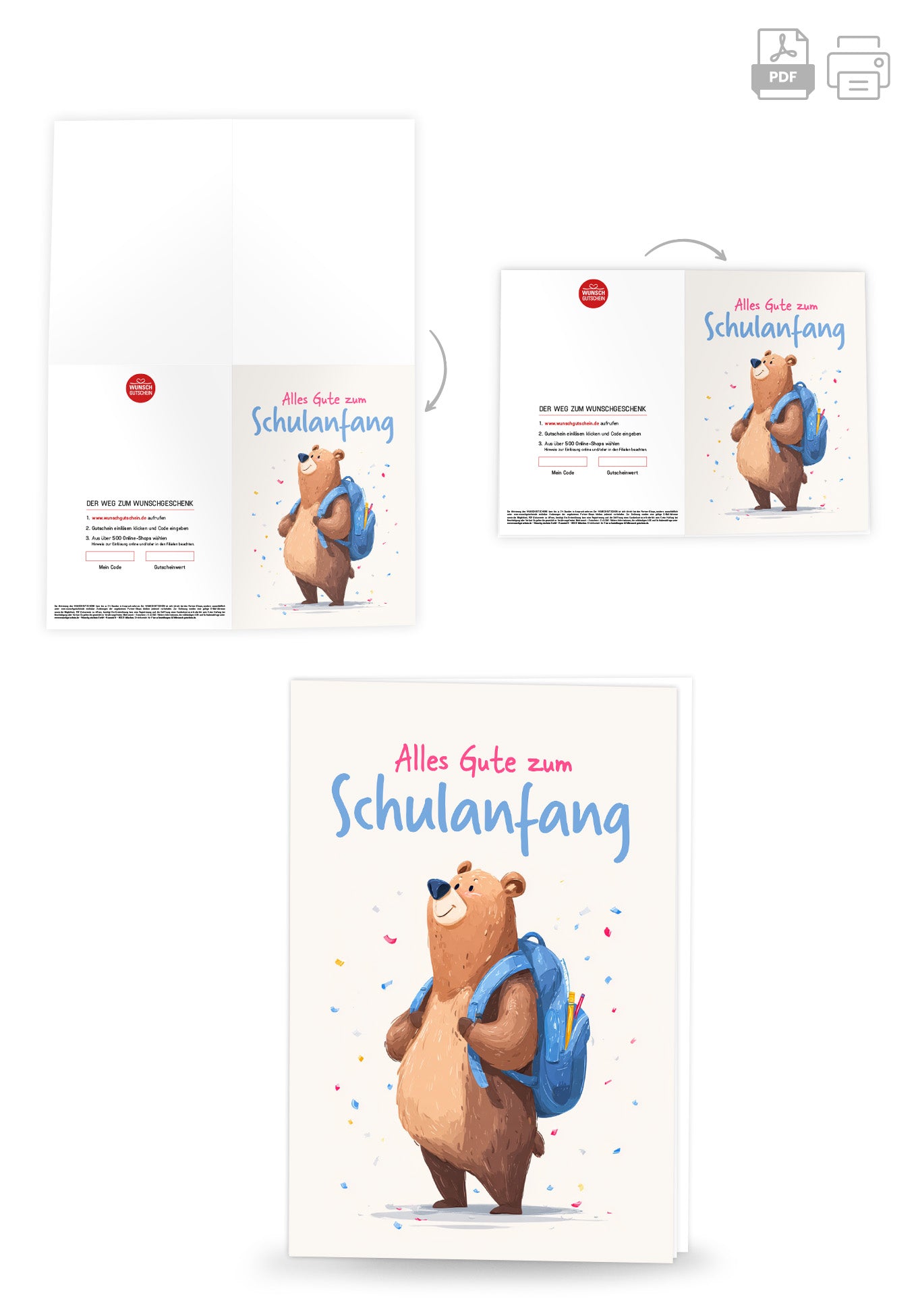 Wunschgutschein Alles Gute Schulanfang - Bär PDF – Geschenkgutschein Ansicht 4