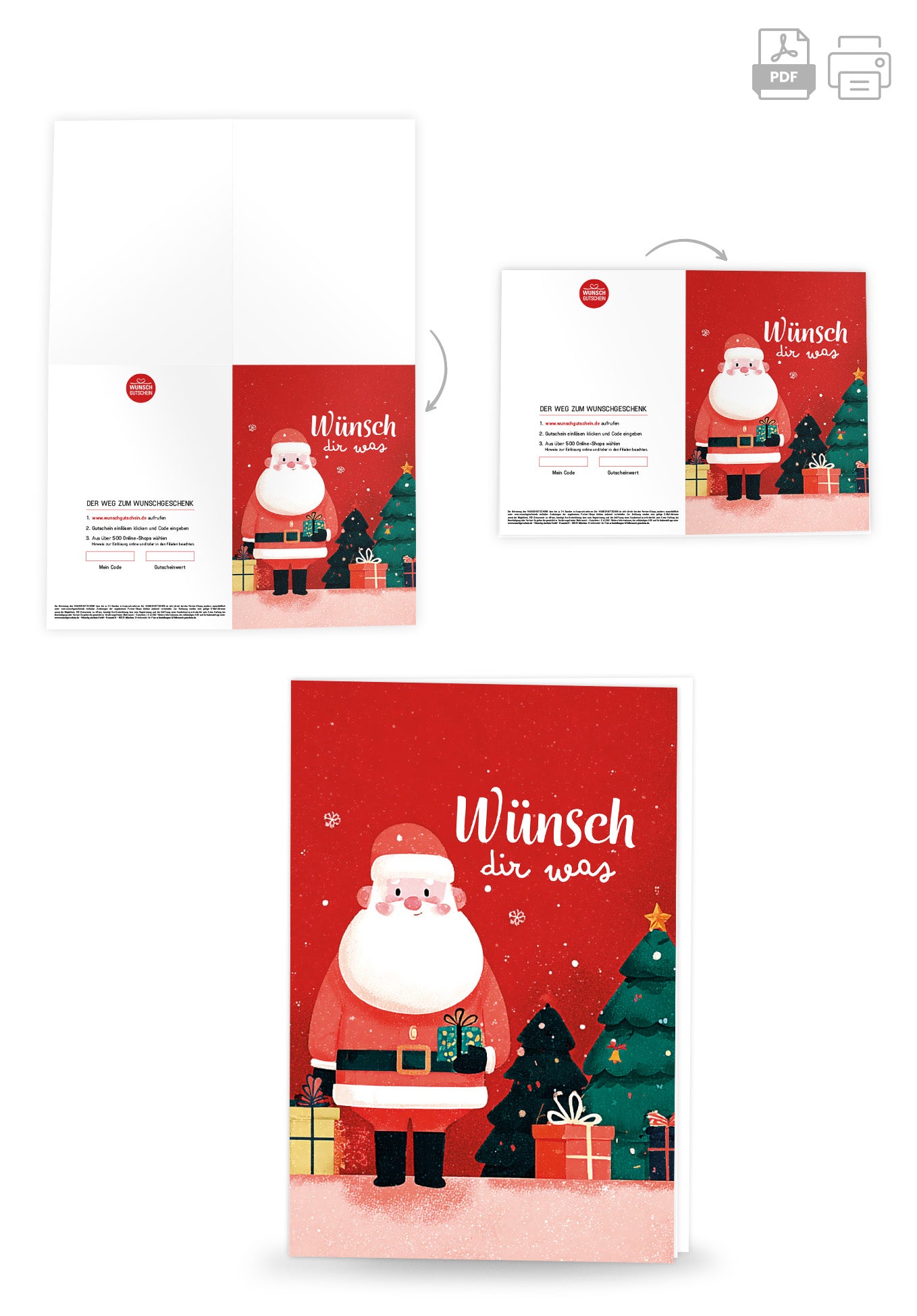 Wunschgutschein Wünsch dir was - Weihnachtsmann Rot PDF – Geschenkgutschein Ansicht 4