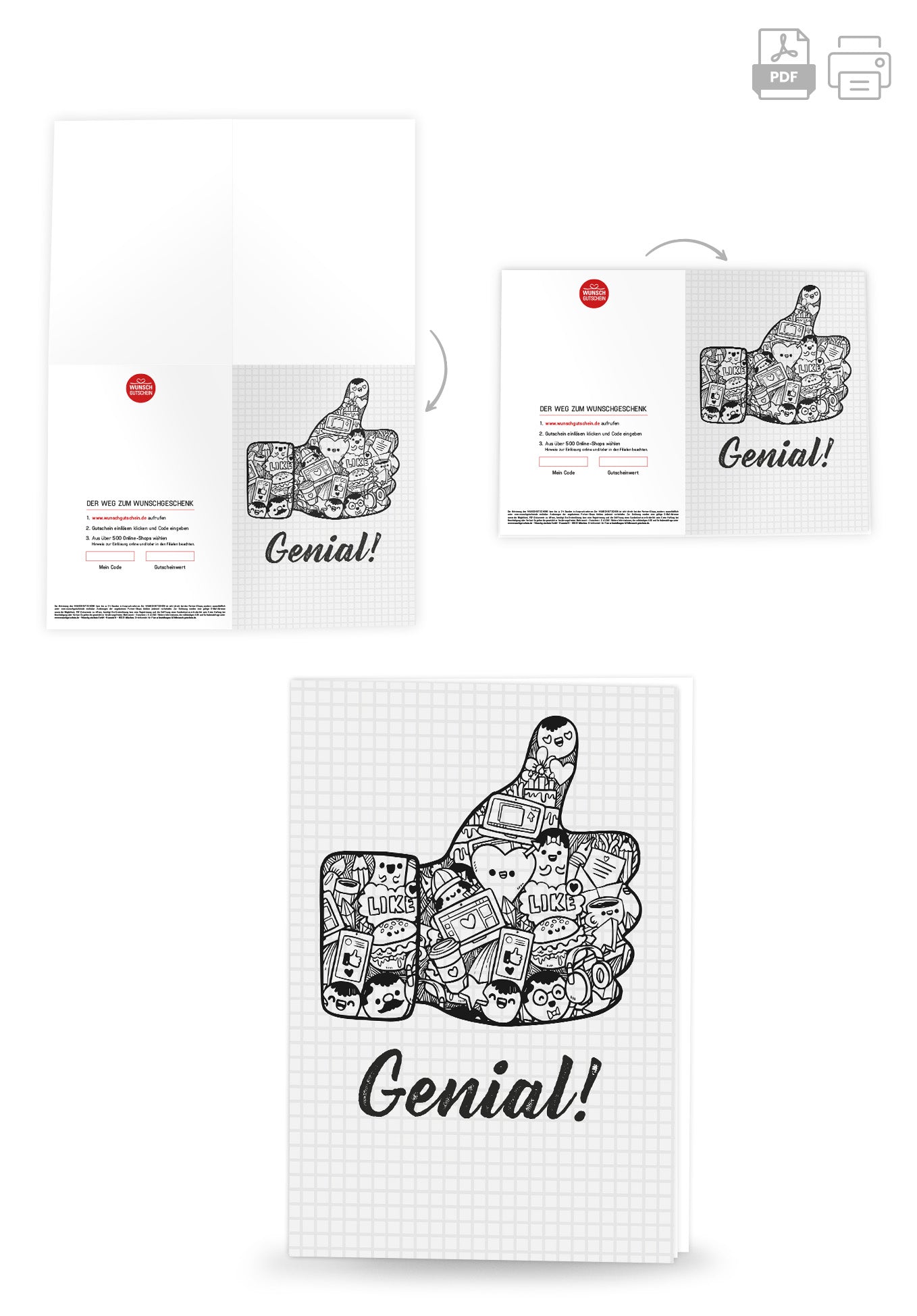 Wunschgutschein Genial - Daumen hoch PDF – Geschenkgutschein Ansicht 4