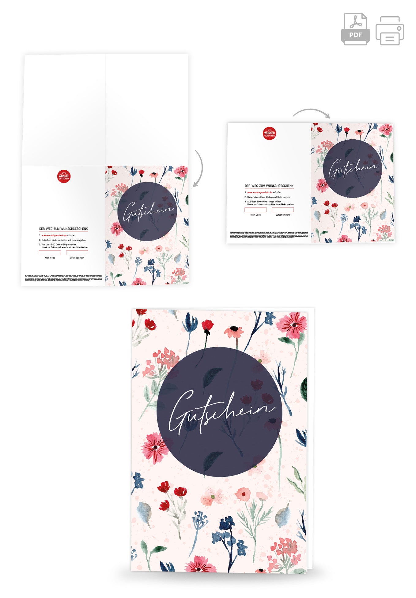 Wunschgutschein Gutschein - Aquarell Blumen – Geschenkgutschein Ansicht 4