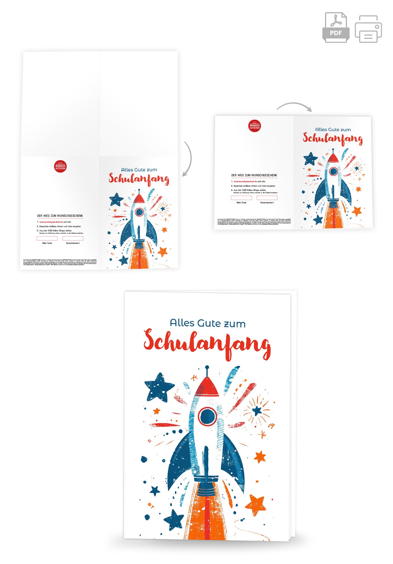 Wunschgutschein Alles Gute Schulanfang - Rakete – Geschenkgutschein Ansicht 4