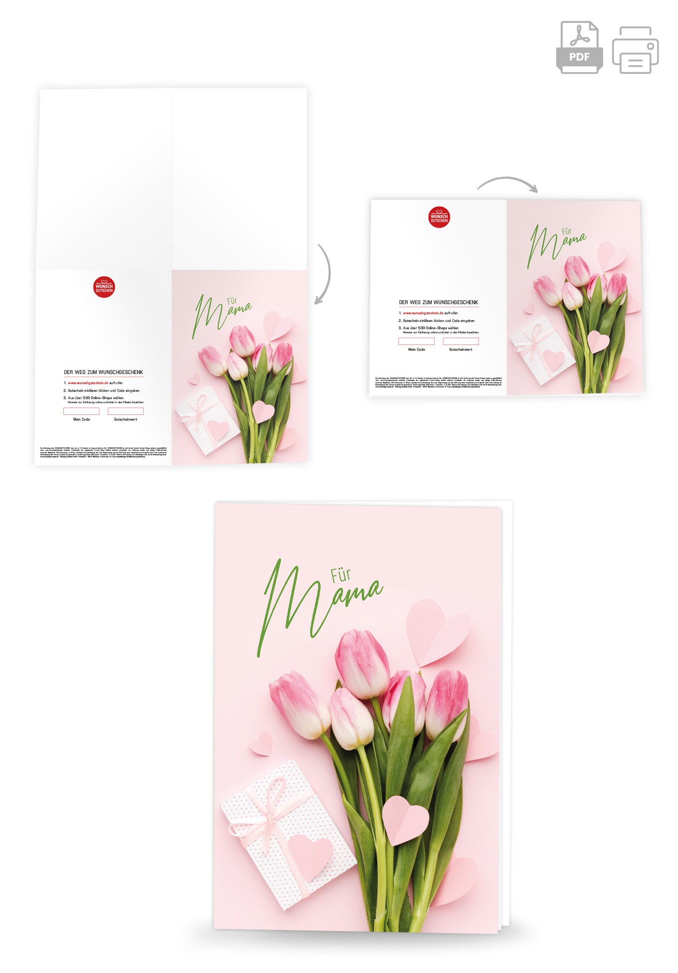 Wunschgutschein Für Mama - Herzen Tulpen – Geschenkgutschein Ansicht 4
