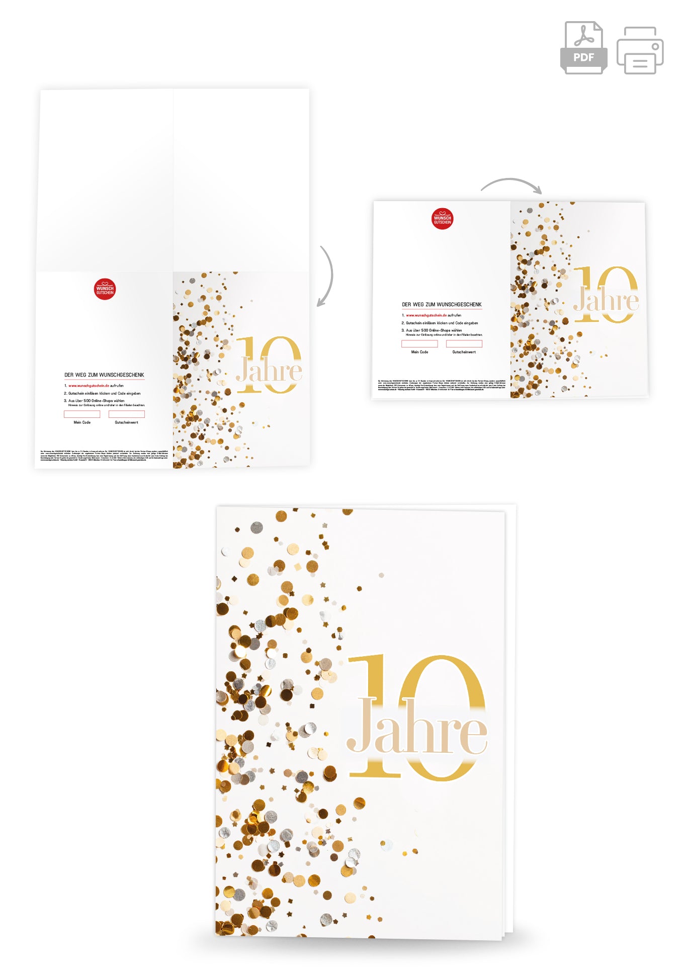 Wunschgutschein 10 Jahre - Konfetti Gold – Geschenkgutschein Ansicht 4