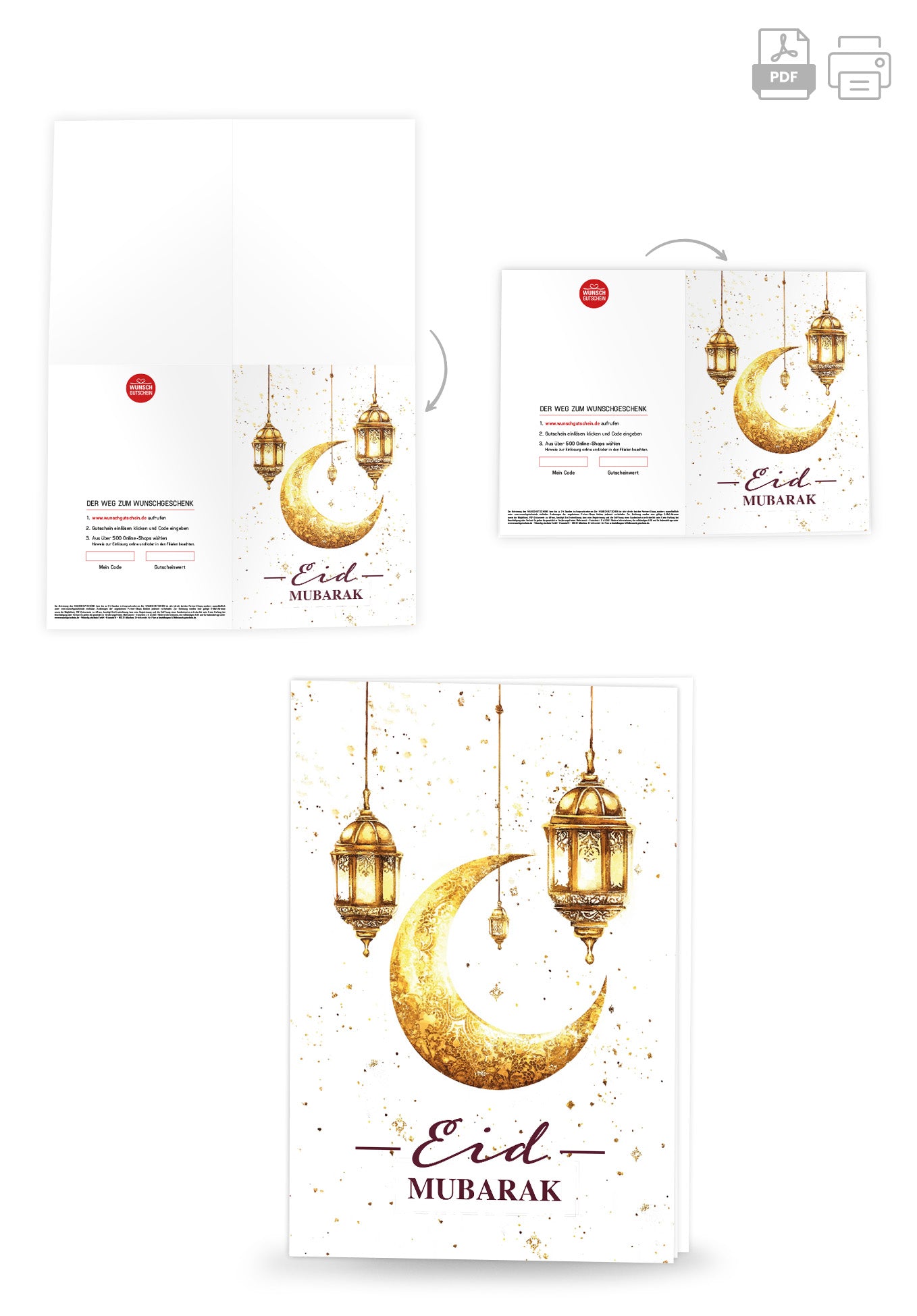 Wunschgutschein Eid Mubarak - Weiß Gold – Geschenkgutschein Ansicht 4