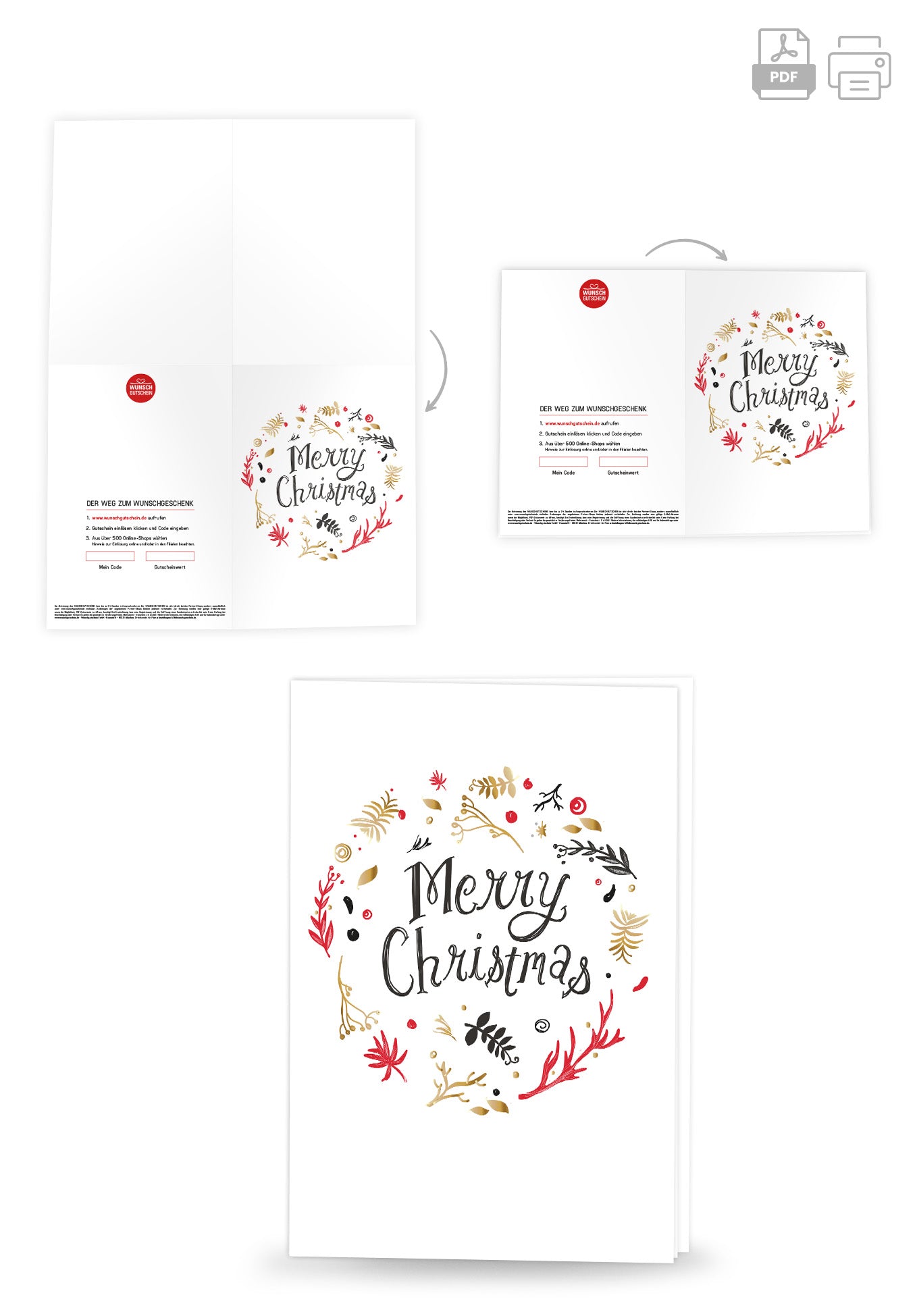 Wunschgutschein Merry Christmas - Kreis Weiß – Geschenkgutschein Ansicht 4