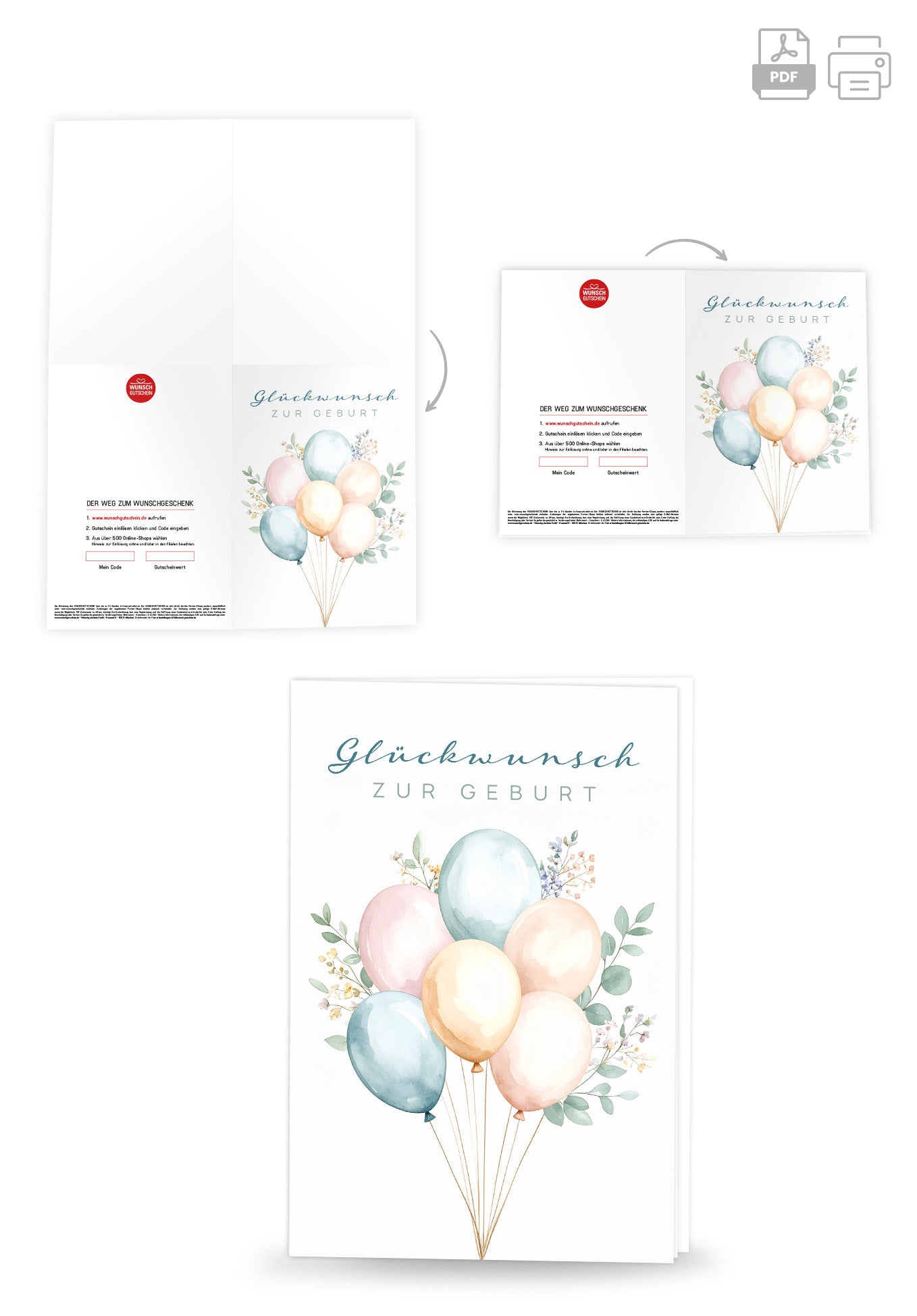 Wunschgutschein Glückwunsch zur Geburt - Ballons – Geschenkgutschein Ansicht 4