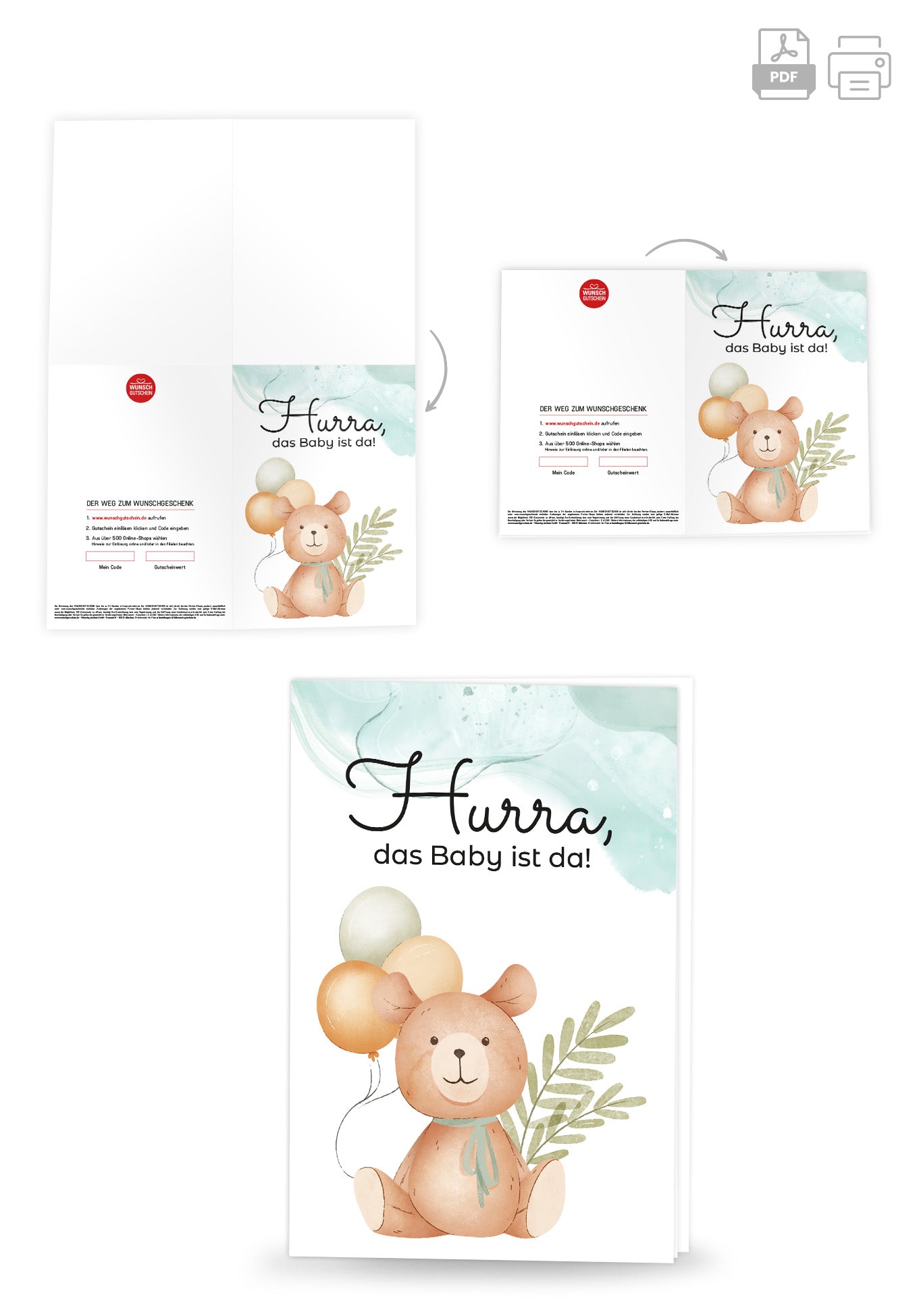 Wunschgutschein Hurra Baby da - Bär Ballons – Geschenkgutschein Ansicht 4