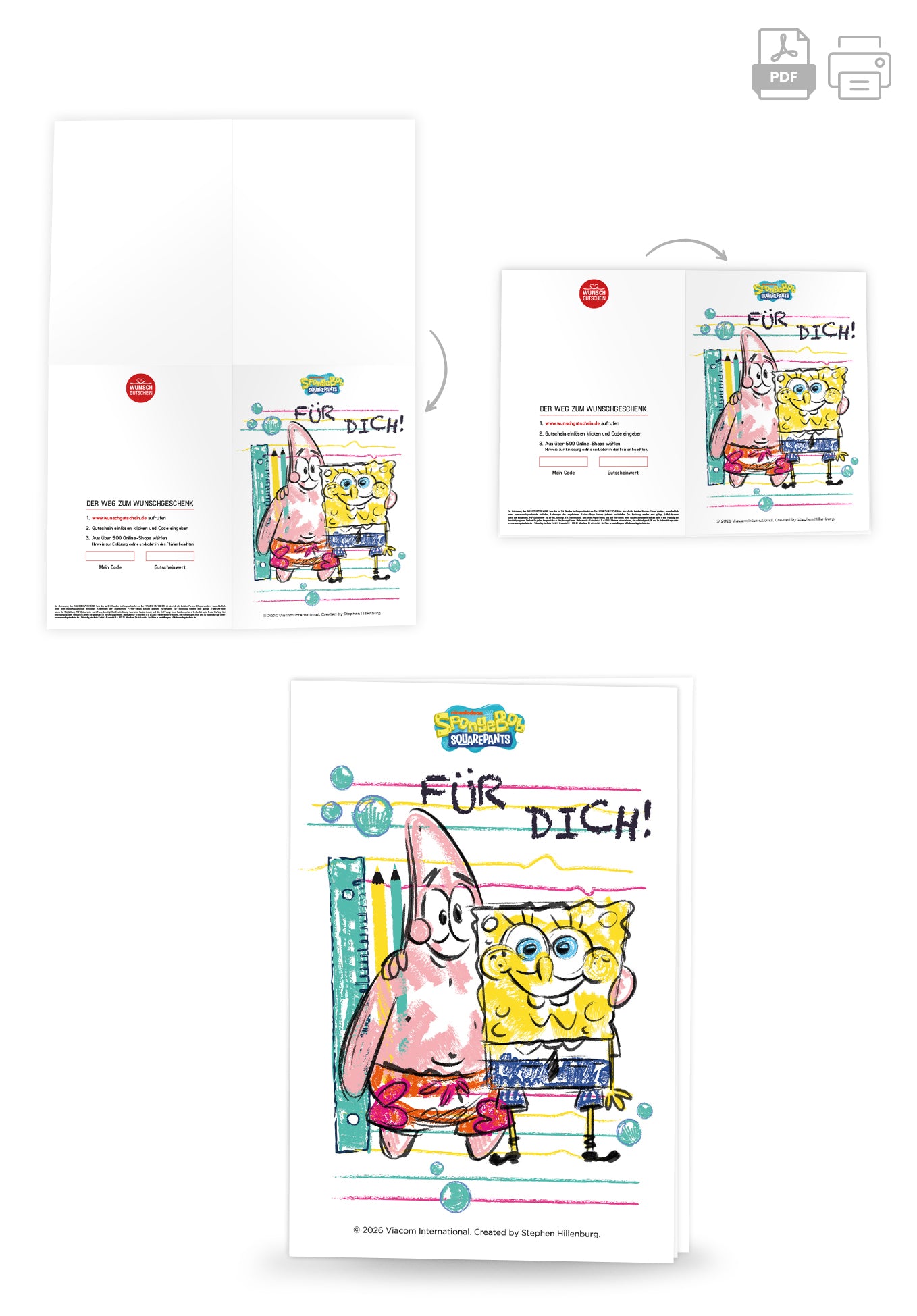 Wunschgutschein Spongebob - Für Dich - Spongebob und Patrick Gezeichnet PDF – Geschenkgutschein Ansicht 4
