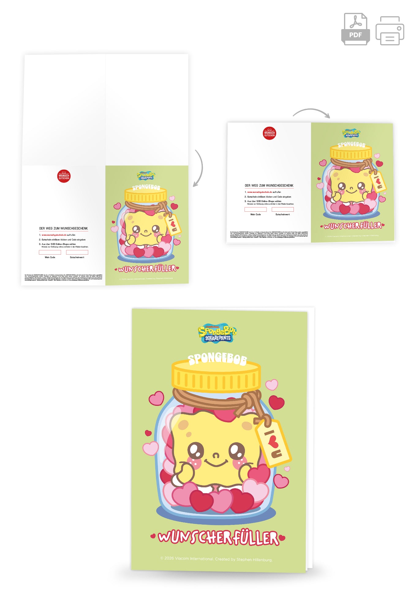 Wunschgutschein Spongebob - Wunscherfüller - Glas Grün PDF – Geschenkgutschein Ansicht 4