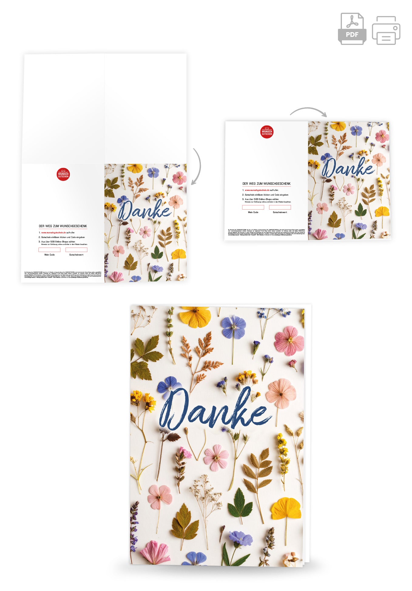 Wunschgutschein Danke - Trockenblumen Bunt – Geschenkgutschein Ansicht 4