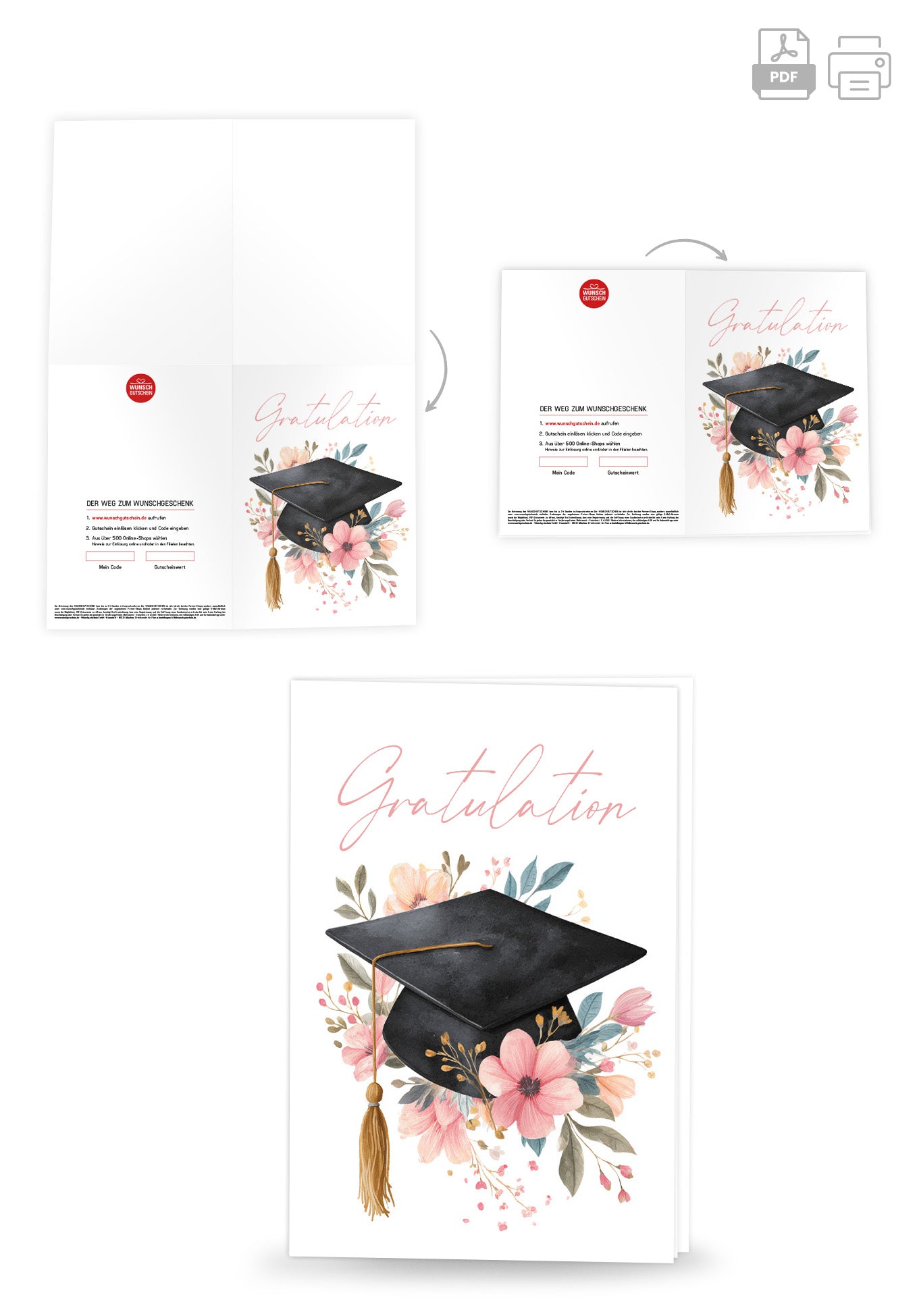 Wunschgutschein Gratulation - Hut mit Blumen PDF – Geschenkgutschein Ansicht 4