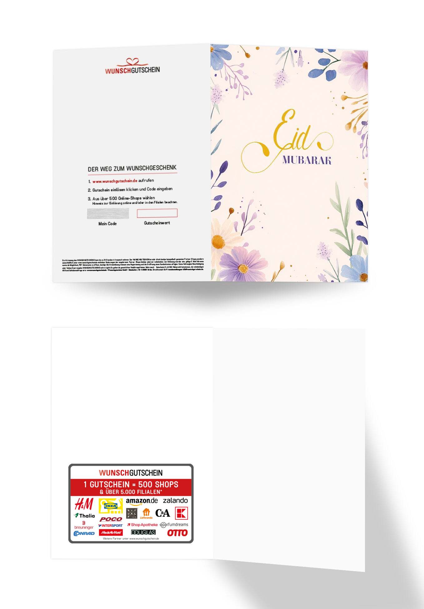 Eid Mubarak - Aquarellblumen Beige