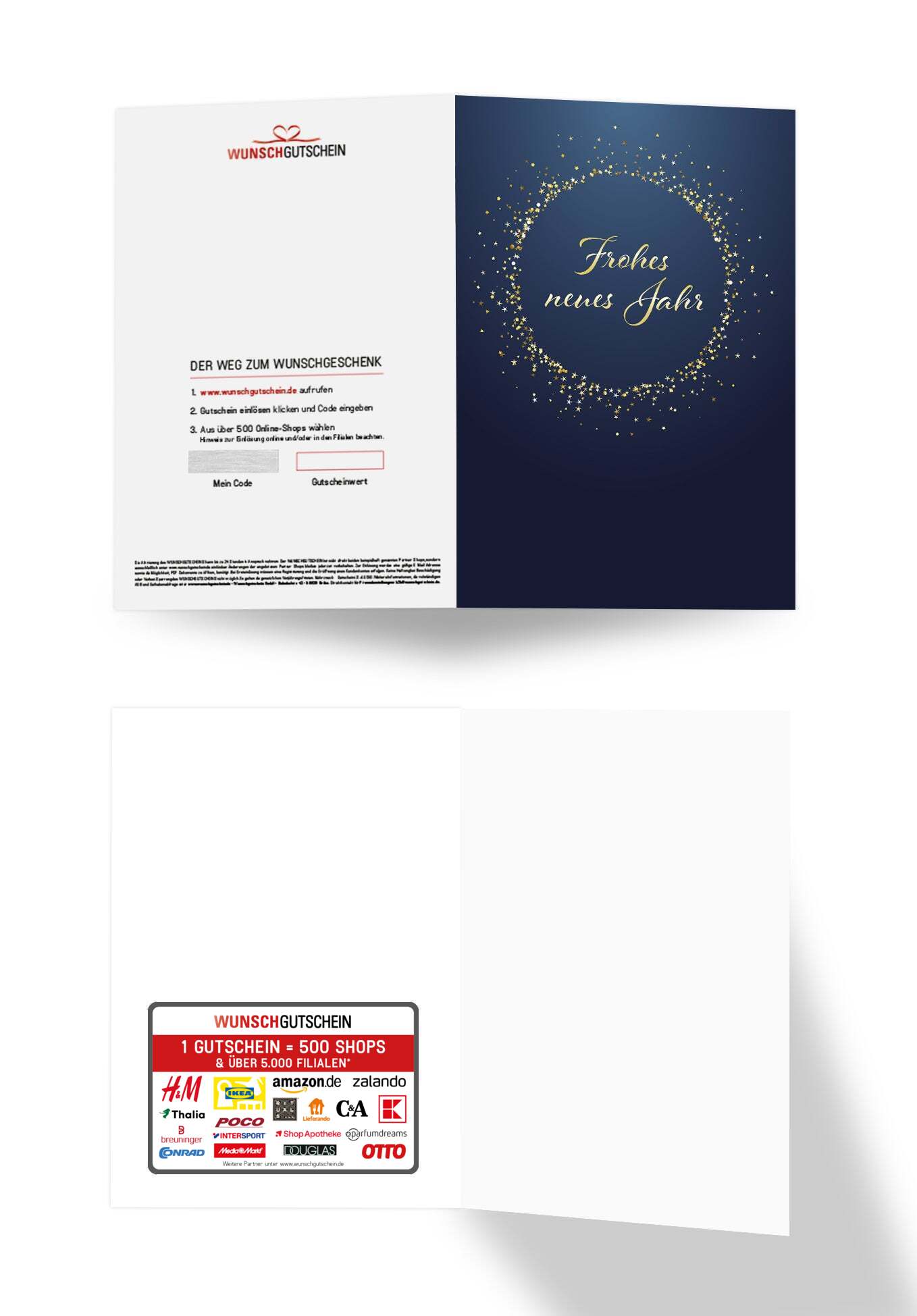 Frohes neues Jahr - Gold Blau (Gutscheinwert)