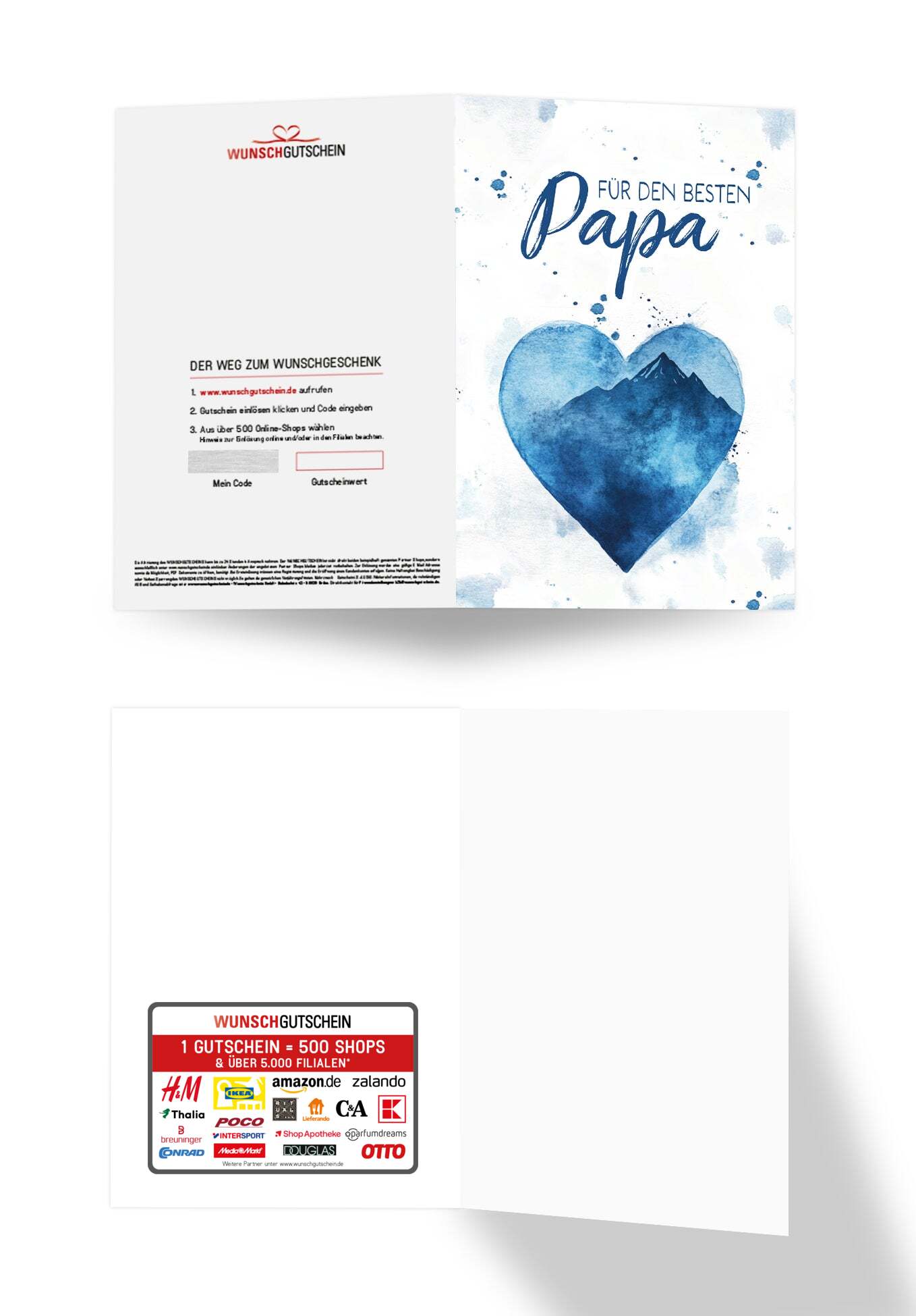 Für den besten Papa - Aquarellherz blau