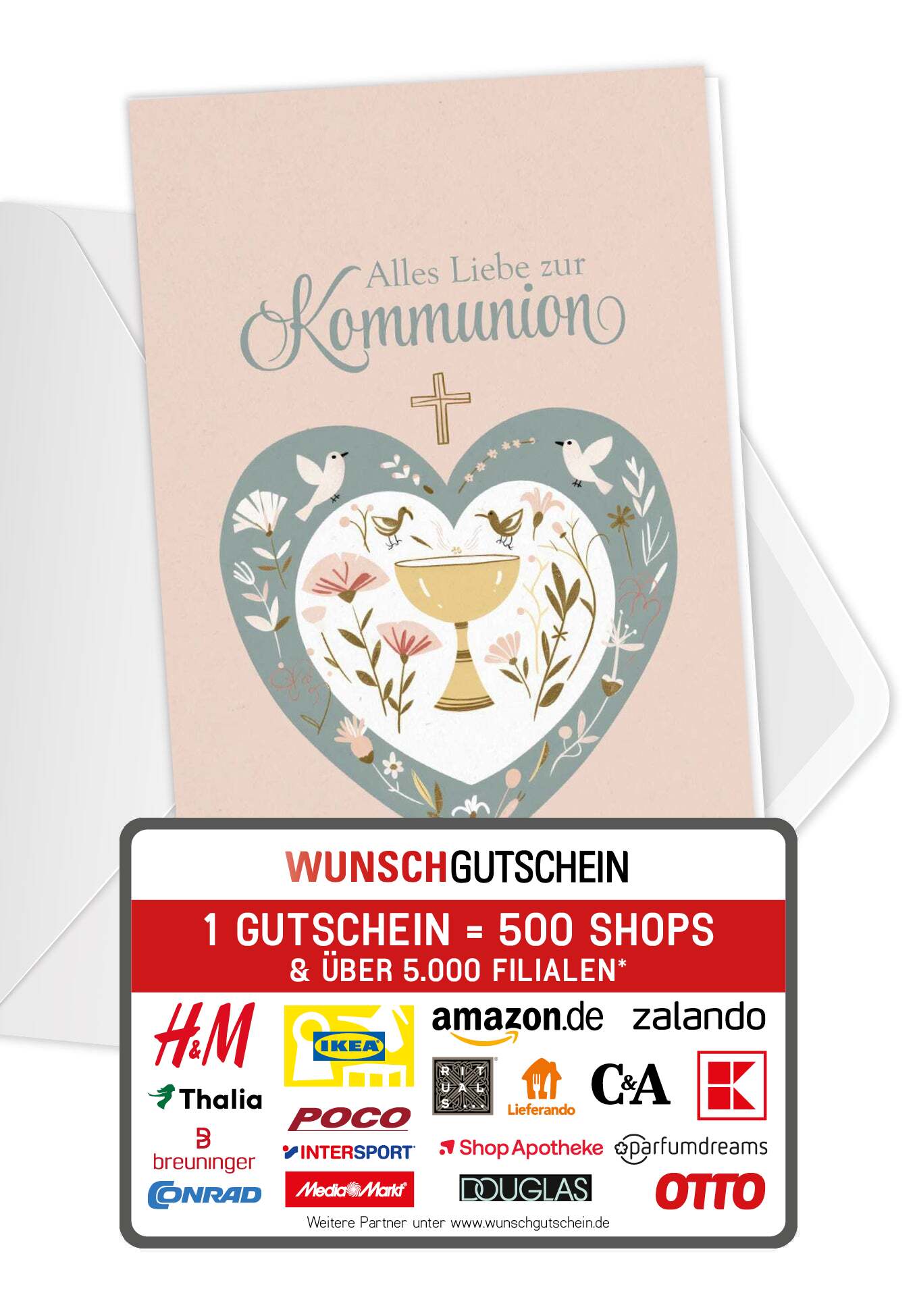 Alles Liebe zur Kommunion - Herz Vögel