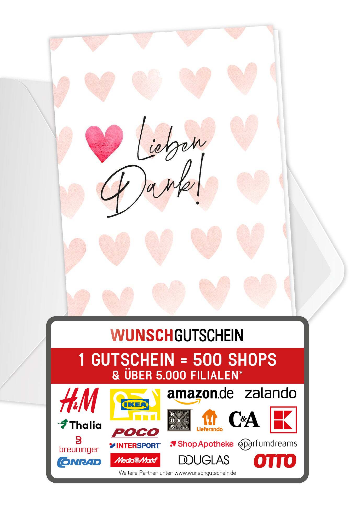 Lieben Dank - Herzen Aquarell