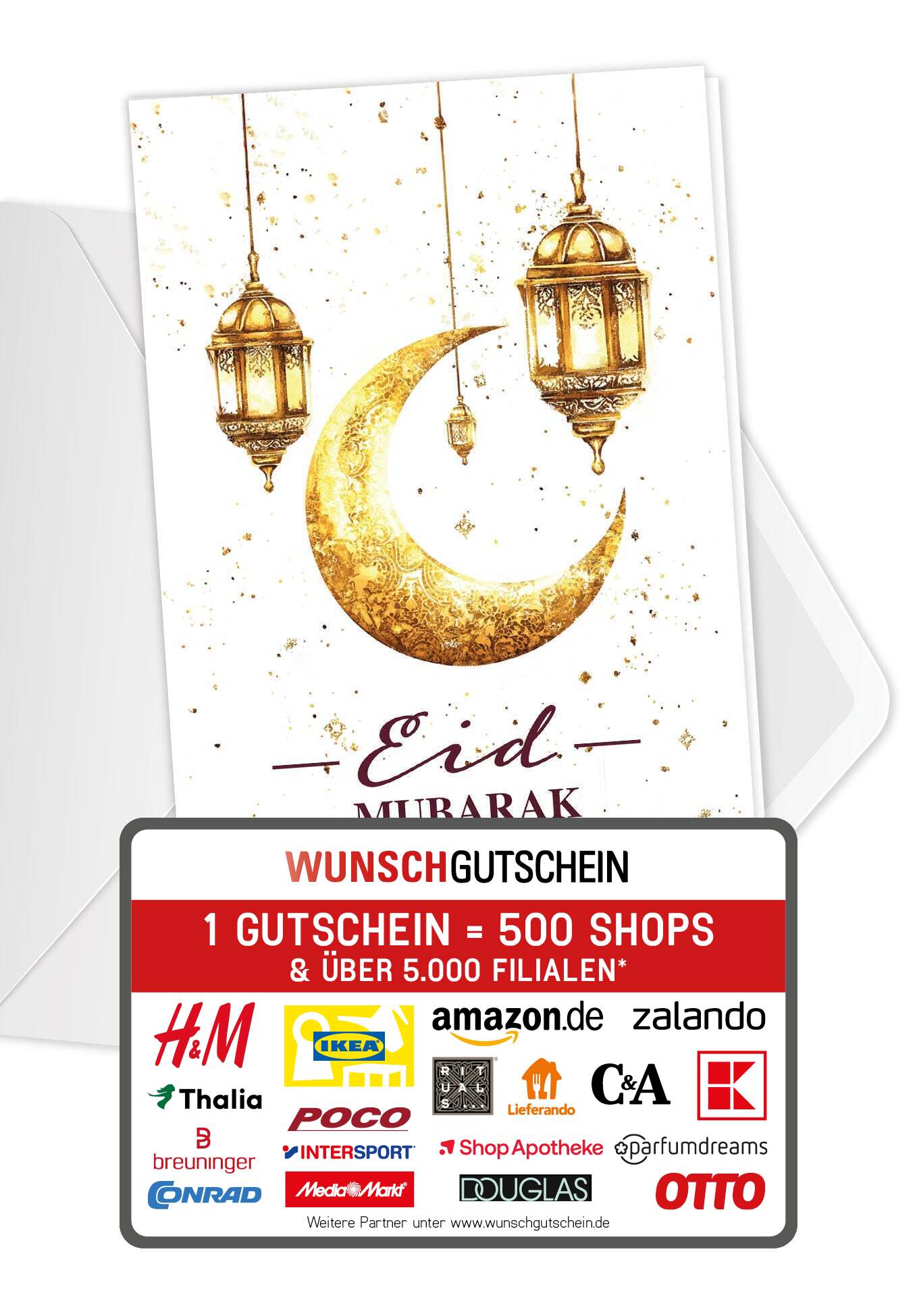 Eid Mubarak - Weiß Gold