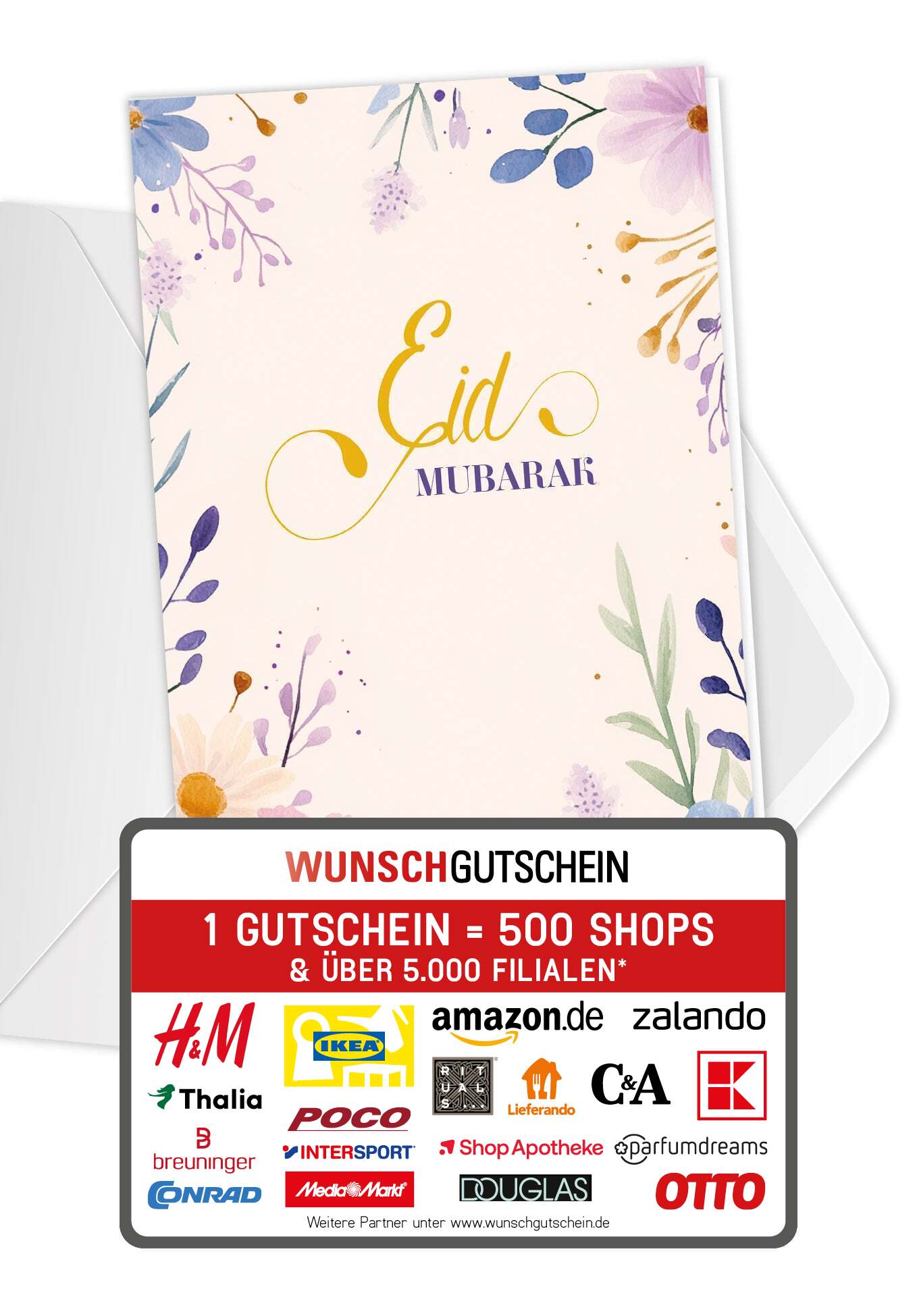 Eid Mubarak - Aquarellblumen Beige