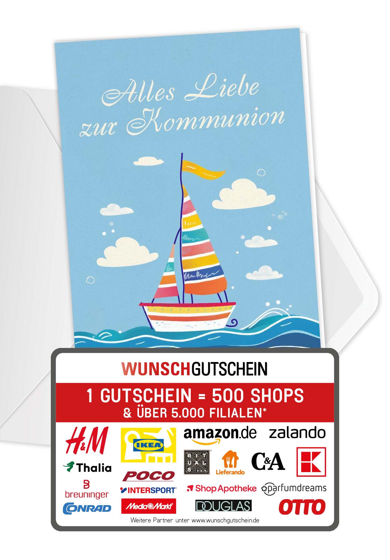 Alles Liebe zur Kommunion - Segelboot